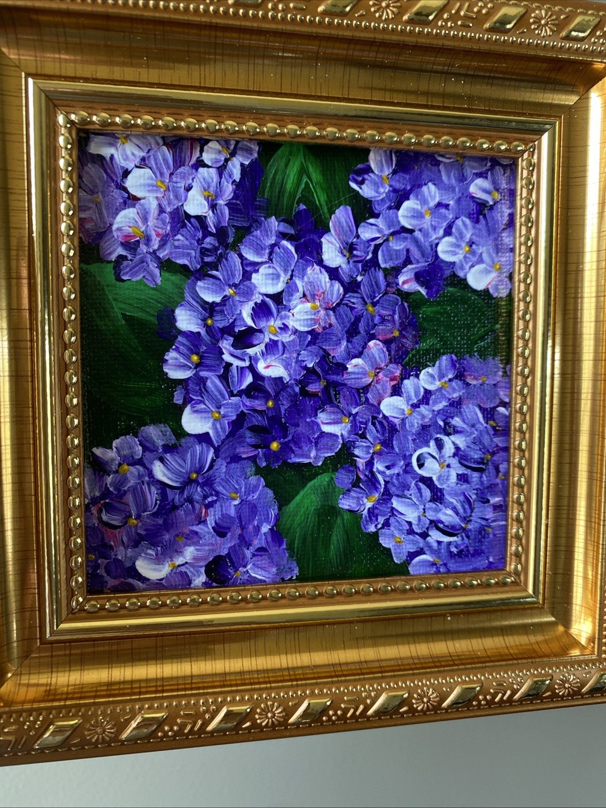 Hydrangea ,abstract Flower,Original Acrylic Painting On Canvas Panel,4/4 Framed