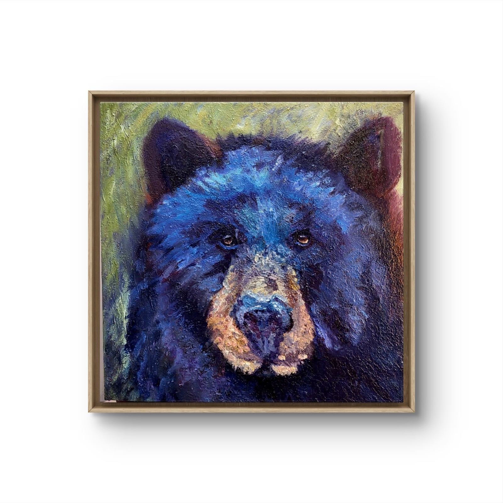 Original Oil Painting Black Bear 20 X 20 Wildlife Textured Modern Art