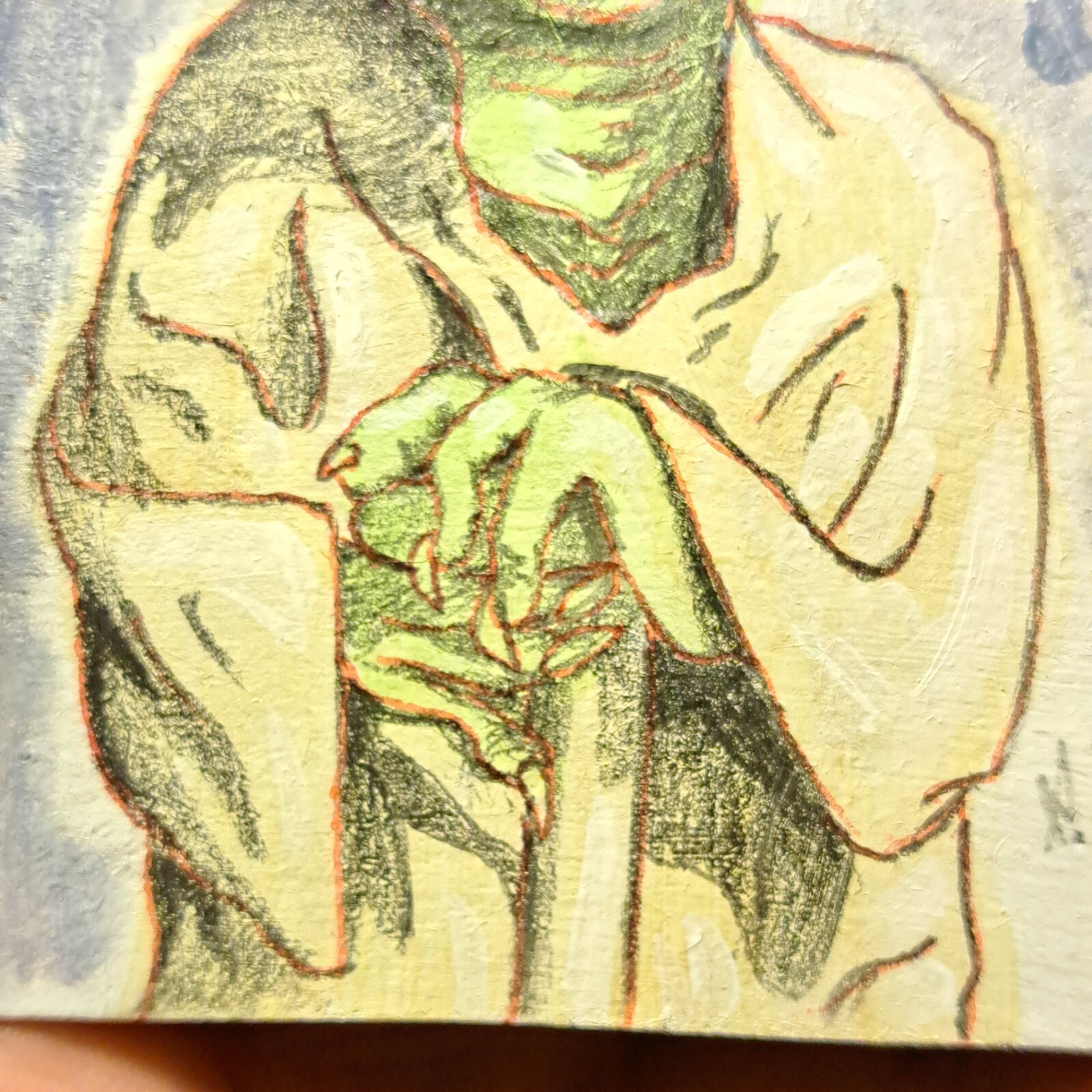 aceo original acrylic pencil ink «Star Wars Yoda» (OOAK) Limited ATC 1/1 signed