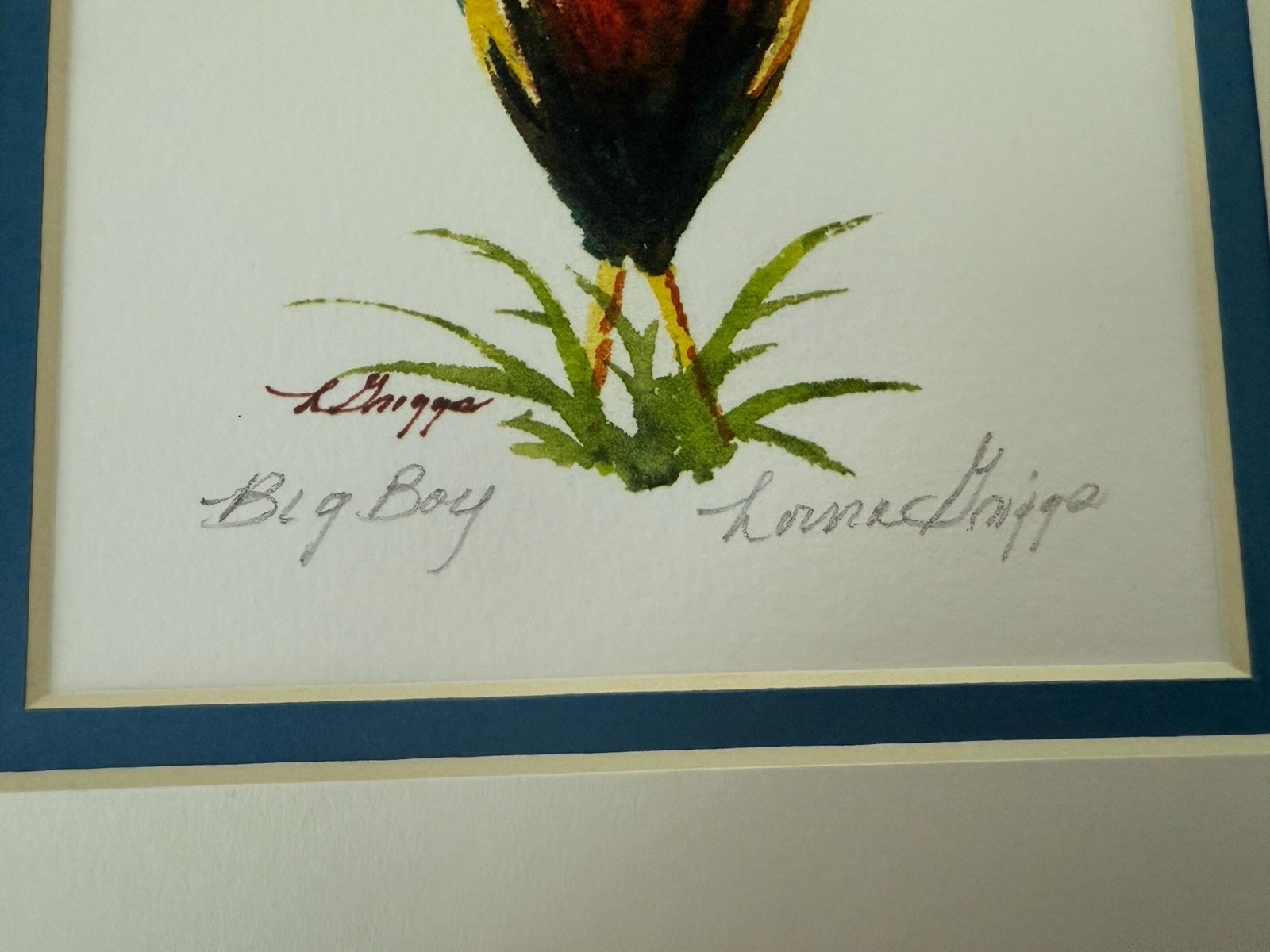 Signed Original Rooster Watercolor Framed – Tropical Island Gallery Art