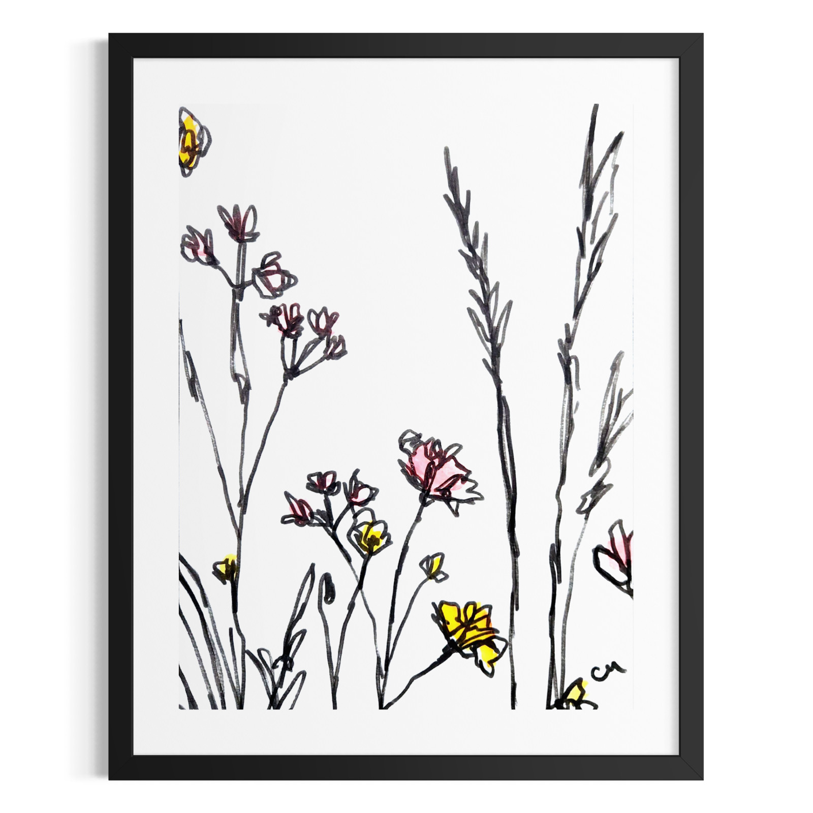Original Flower 9×12 Painting Acrylic Botanical Wall Art Bedroom Decor Minmalist