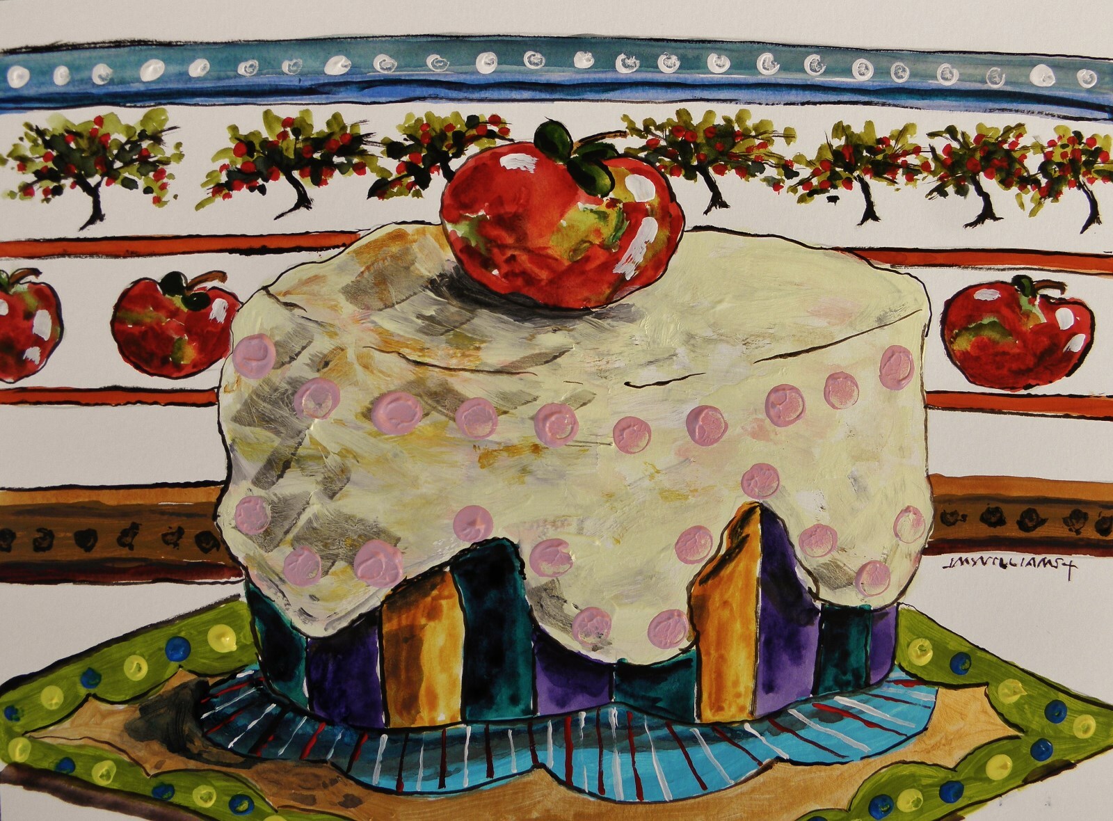 Original Bakery Sketch Cake Food Watercolor Impressionism