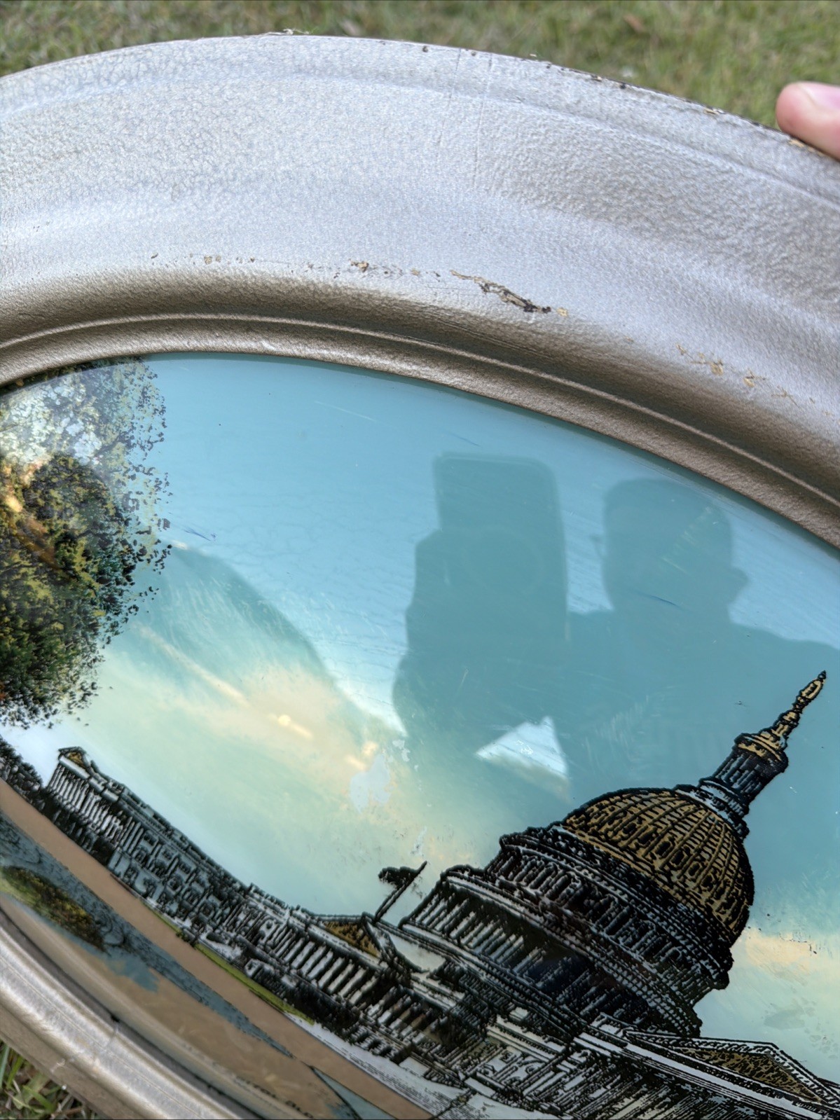 VTG Framed US Capitol Building Washington DC Reverse Painting Convex Glass VGC!