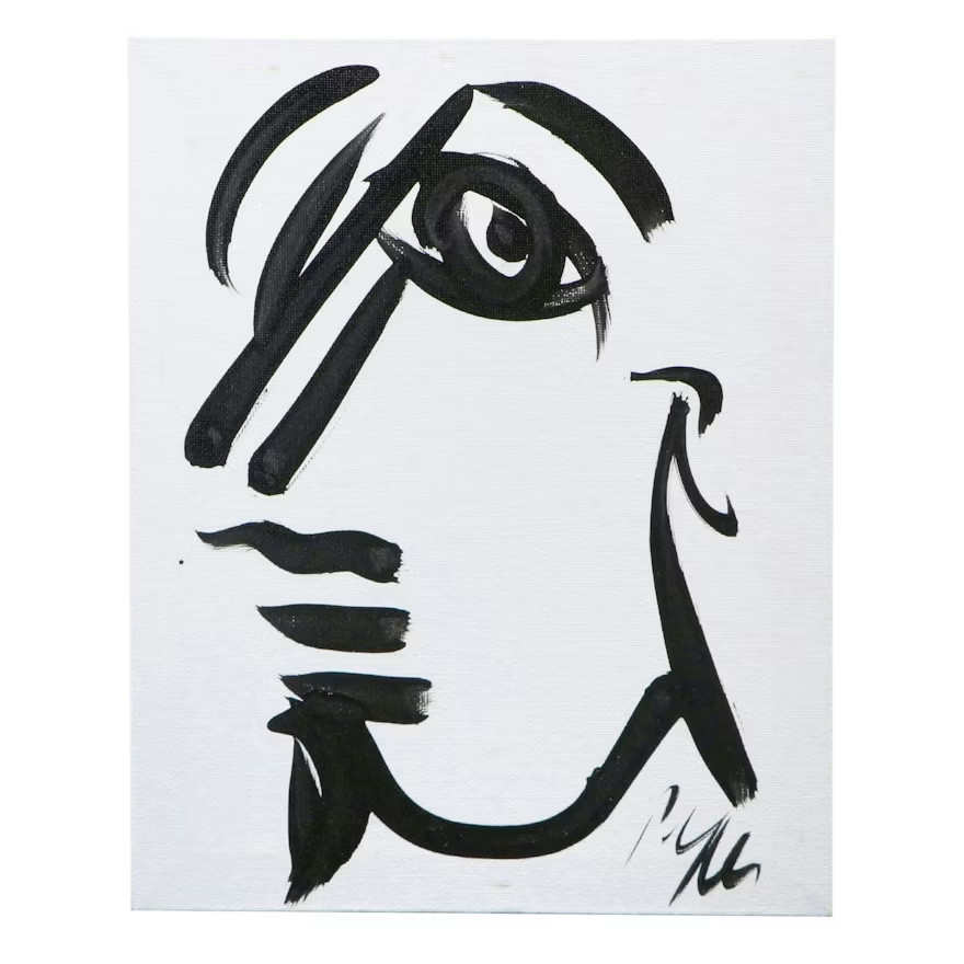 Peter Robert Keil Abstract Face Acrylic Painting Signed Original Canvas 8×10