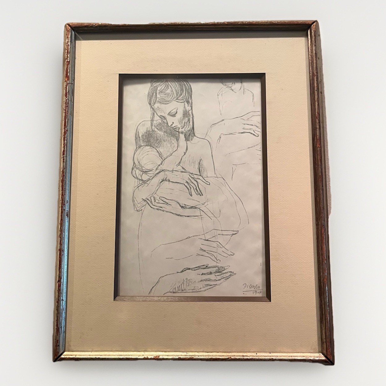 Mother Child Studies Right Hand Framed Pencil Sketch Pablo Picasso Art Portrait