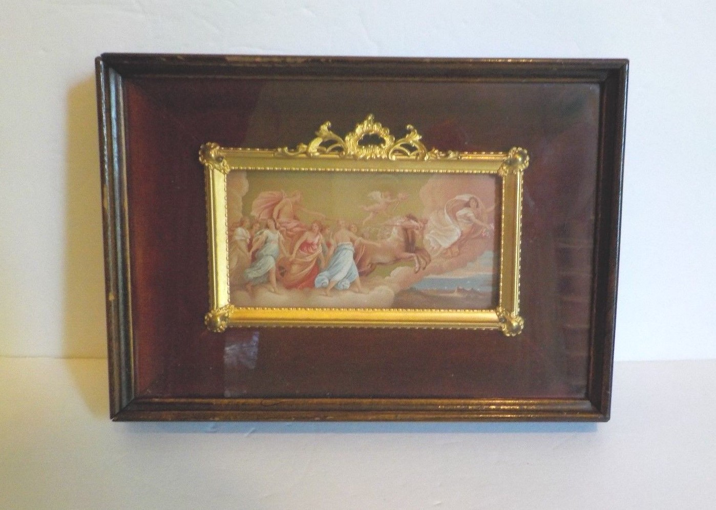 19th C. French Dore Bronze Frame Miniature Art, Shadowbox Frame