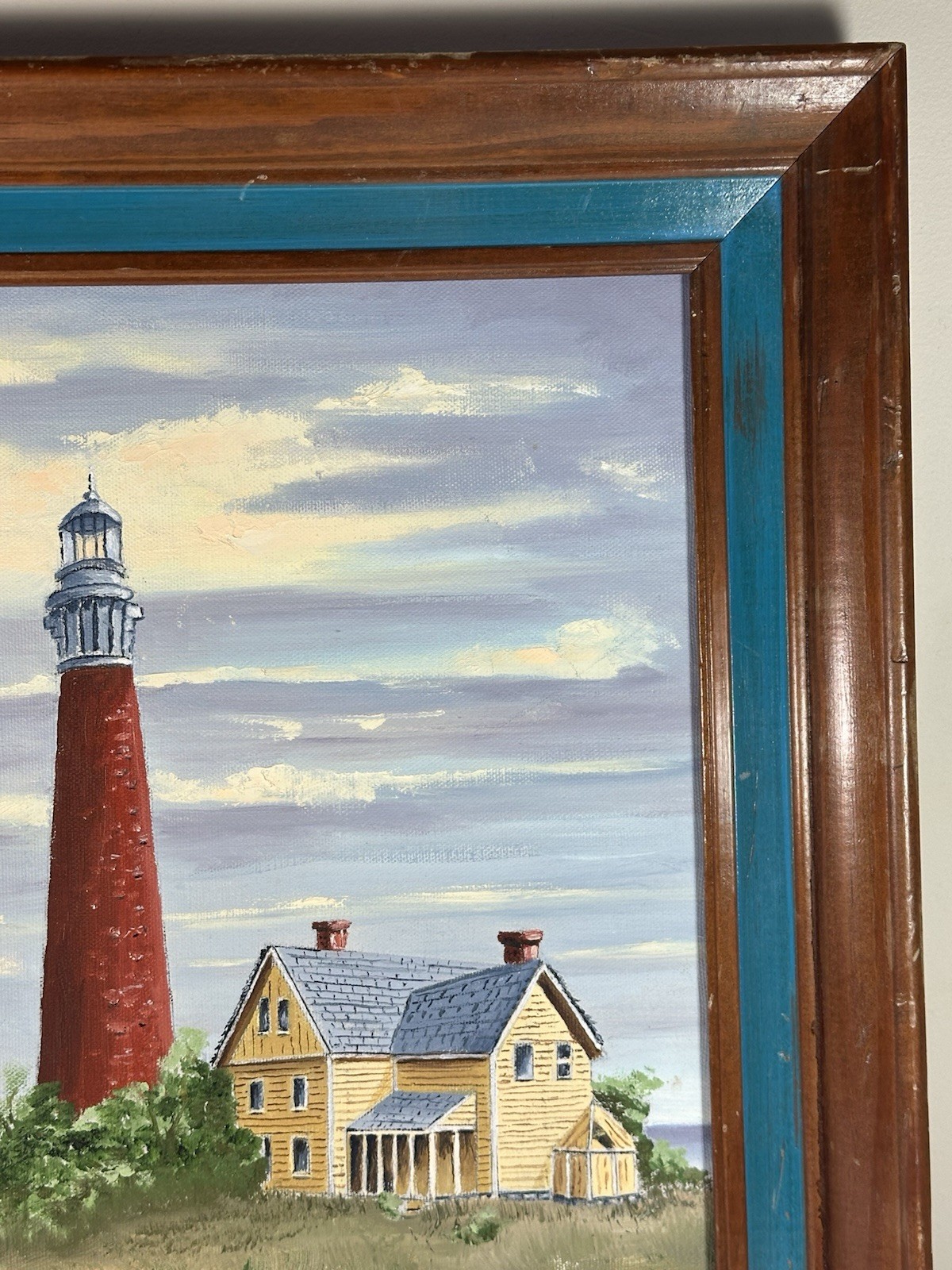 Original Framed Lighthouse Sea Scape Oil Painting Signed Richard Elwell