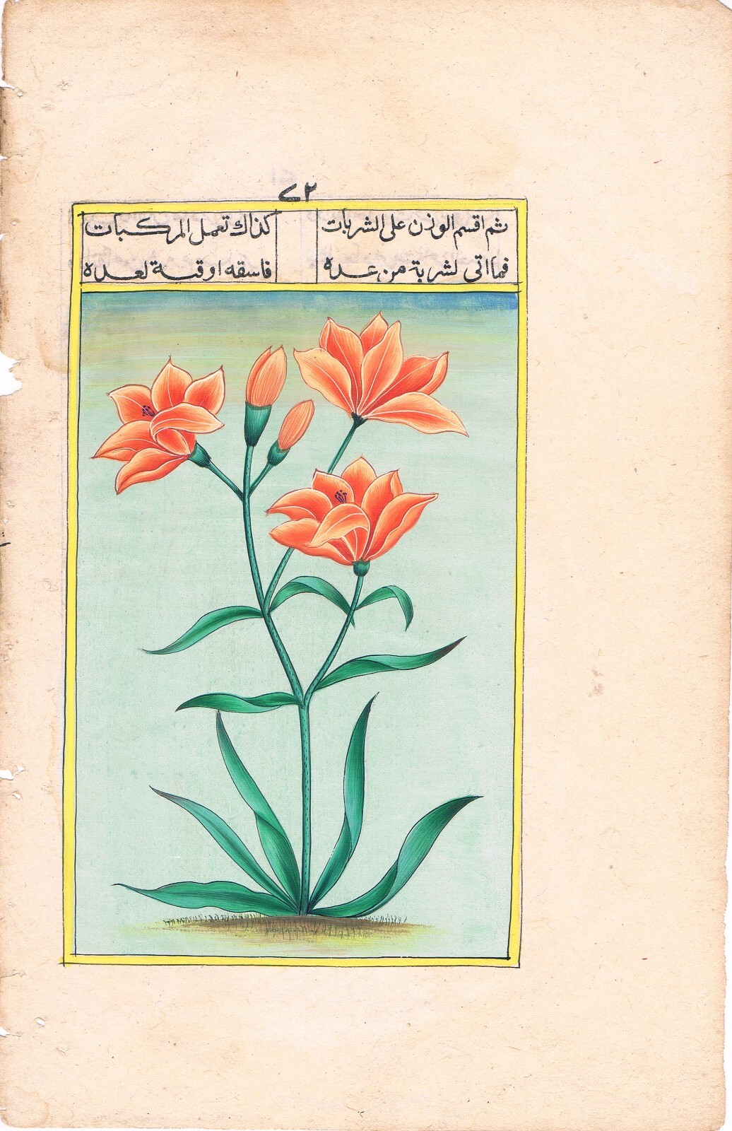 Beautiful Pink Flower Painting Natural Stone Color on Paper6.5×10 Inches