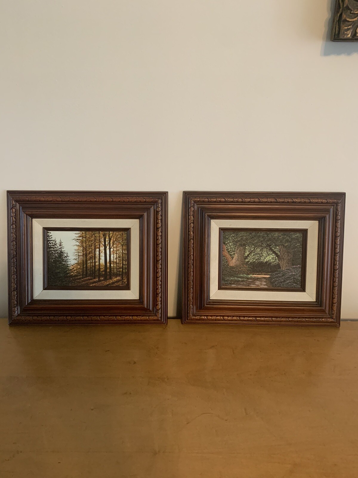 Eugene Schmidt Original Oil Paintings Pair Forest Scenic Framed Signed