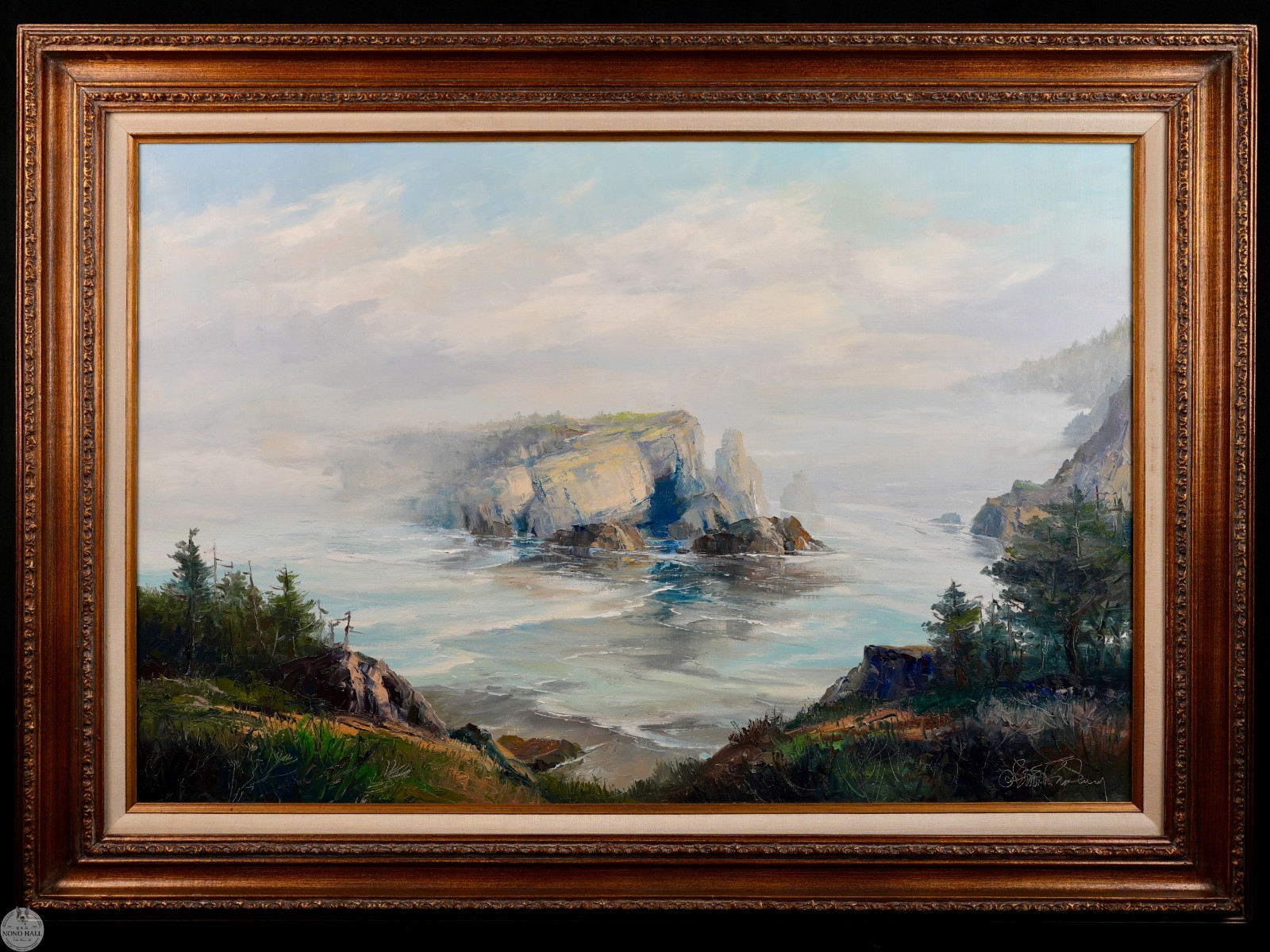 Vintage Original Seascape Oil on Canvas «Carmel Coastal» By Bennett Bradbury