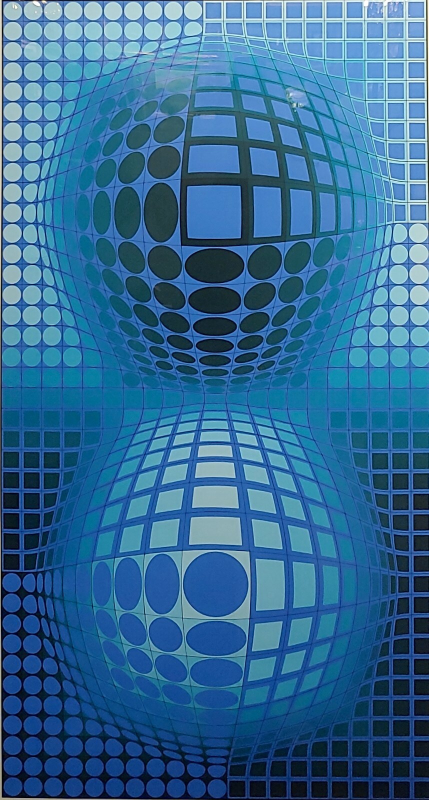 Victor Vasarely -Double Blue Spheres -Original Color Screenprint -Pencil Signed