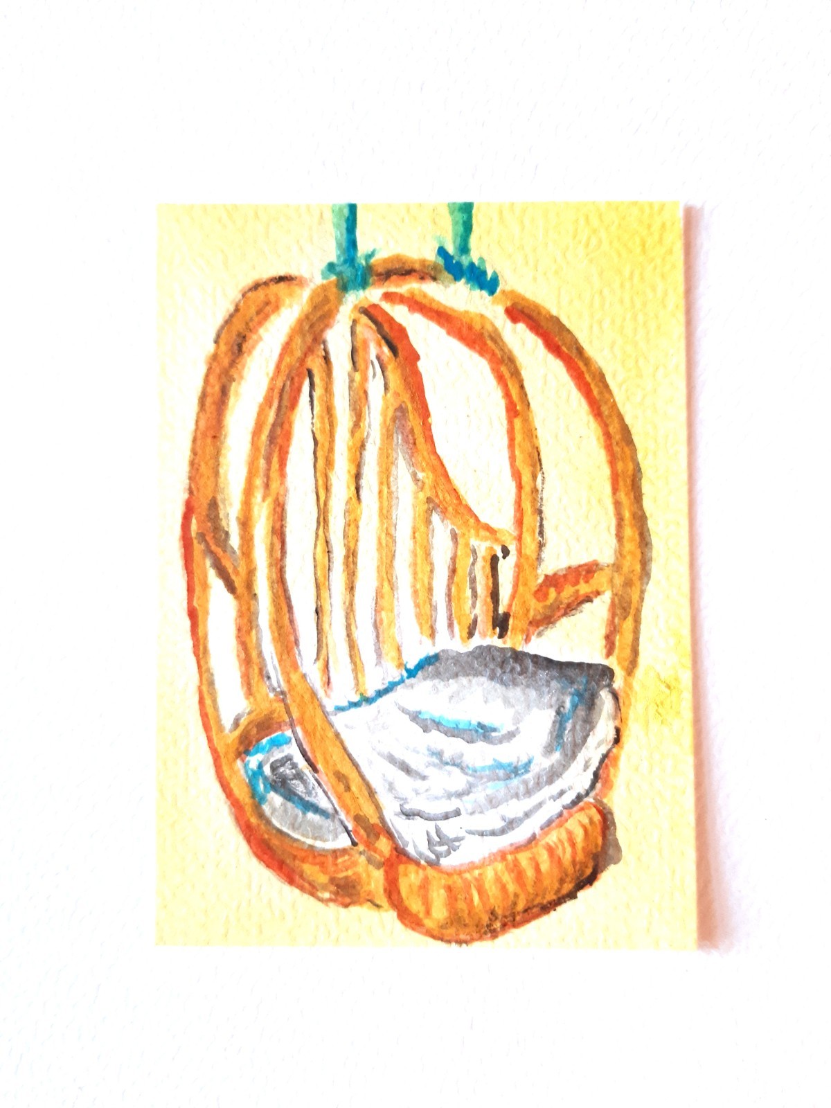 ACEO Original Art Painting Still Life Patio Swing Chair by Soili Laakso