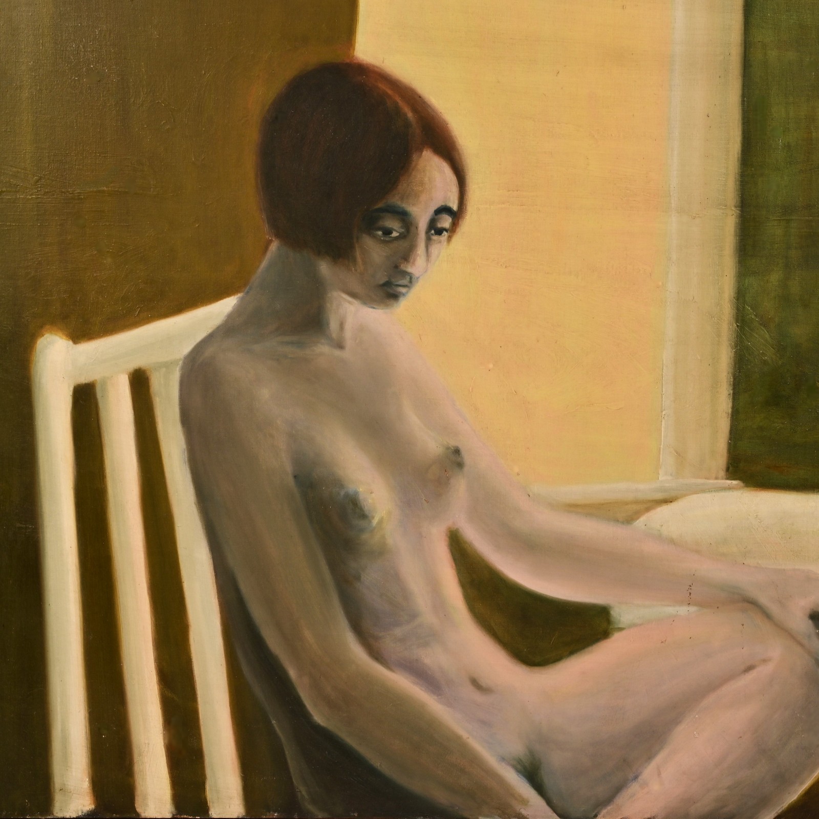 FREDERICK SPRAGUE Original Vintage Signed Female Woman Sitting Portrait Painting