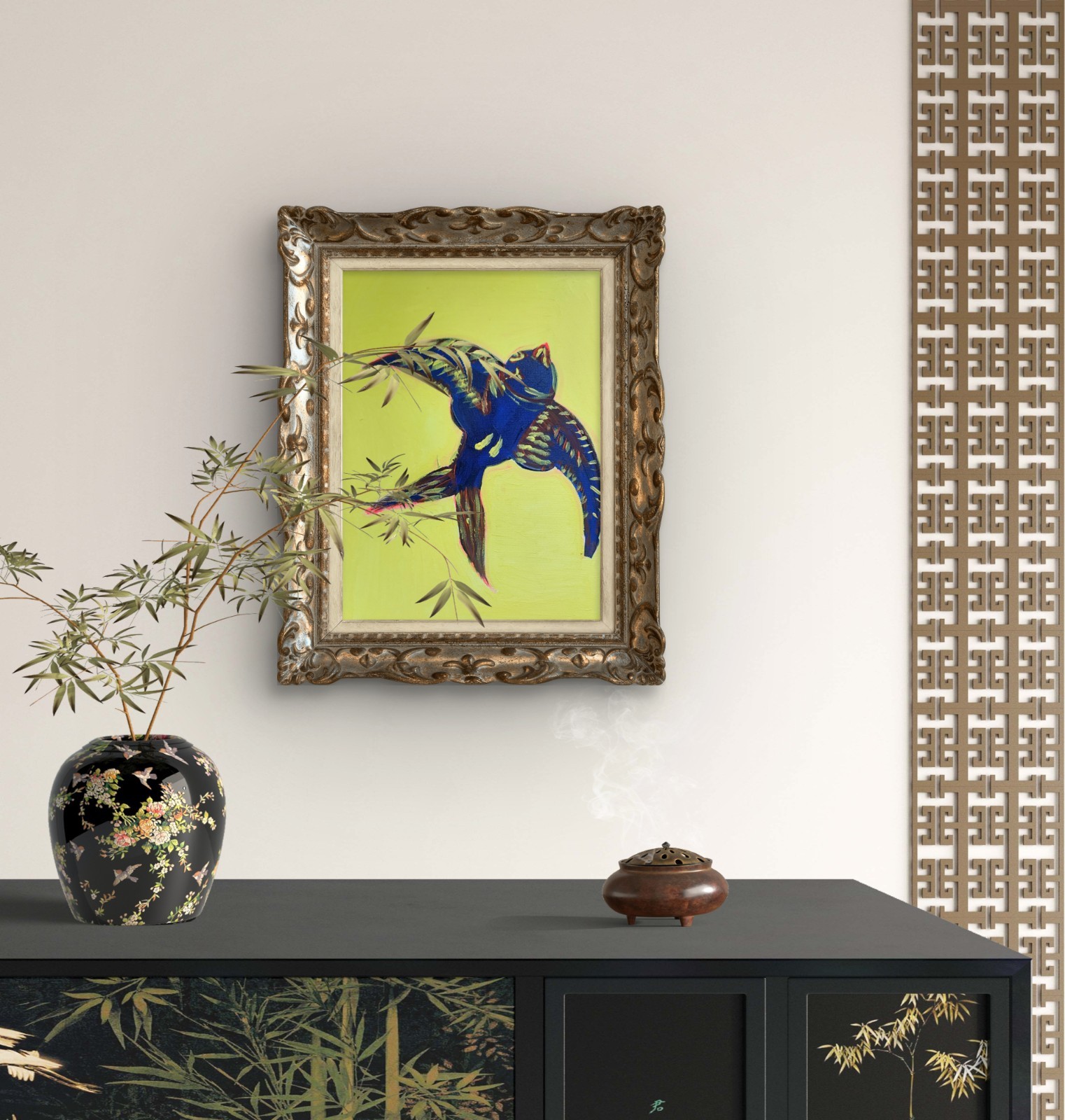 Bird In Flight Colorful Neo Expressionist Original Wall Art 11×14 Canvas.