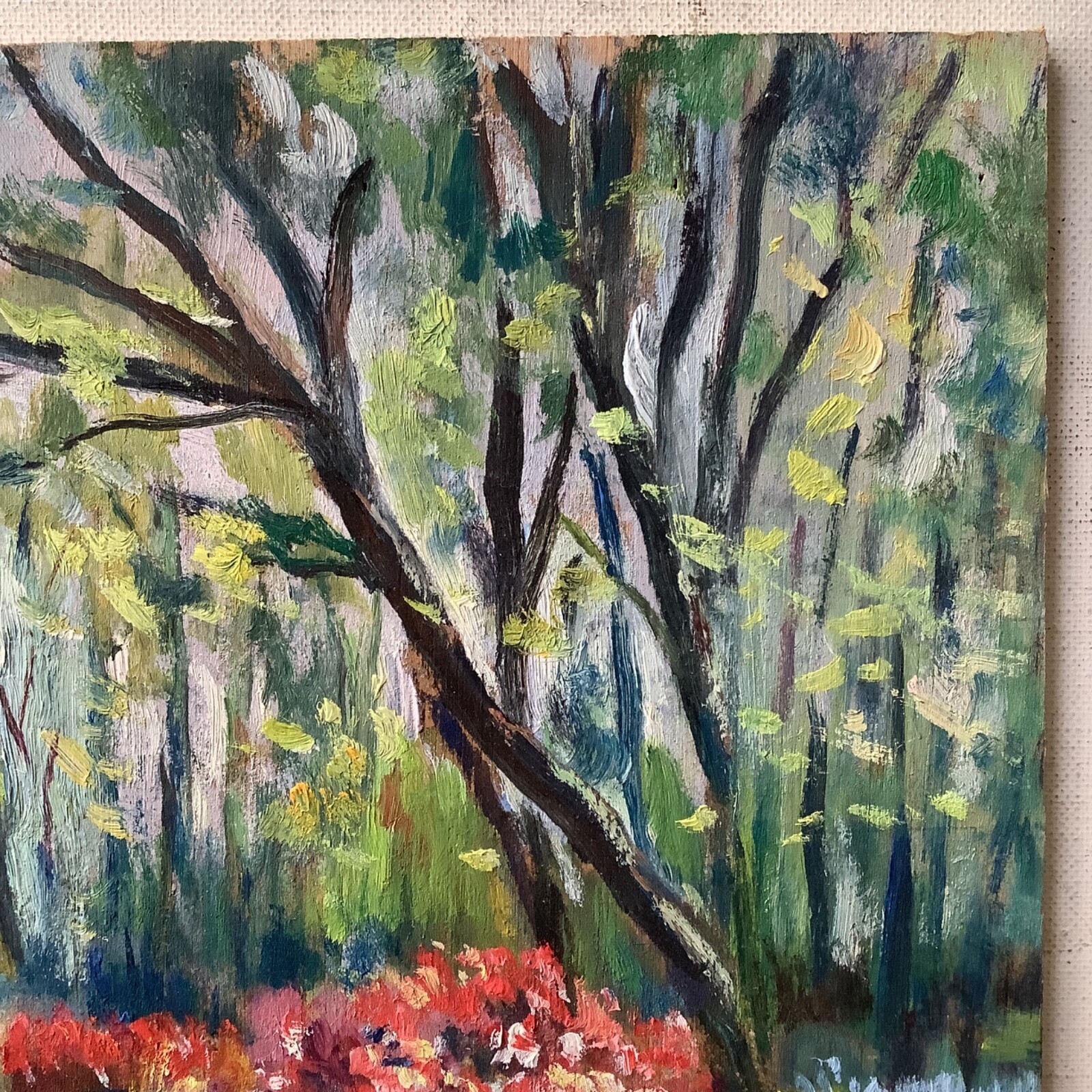 French PostImpressionist Landscape Garden Keukenhof Flowers Tulips Oil Painting