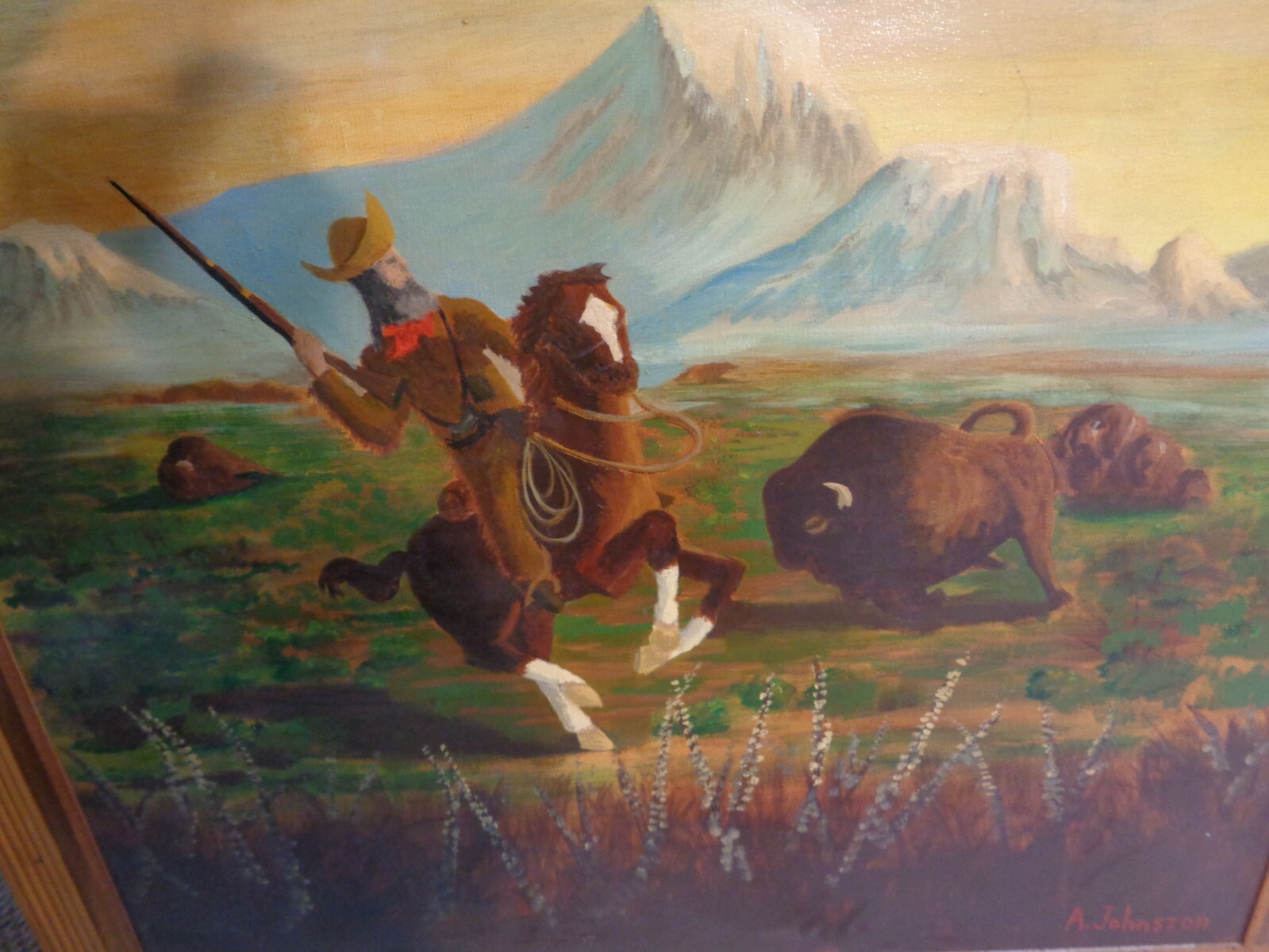 A. Johnston Large Signed Painting on Canvas 42×48, local pickup or buyer arrange