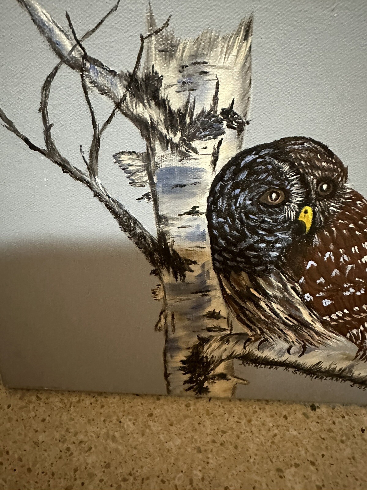 Hand Painted Barred Owl Painting Artist Signed and Dated 9×12 Birds Nature
