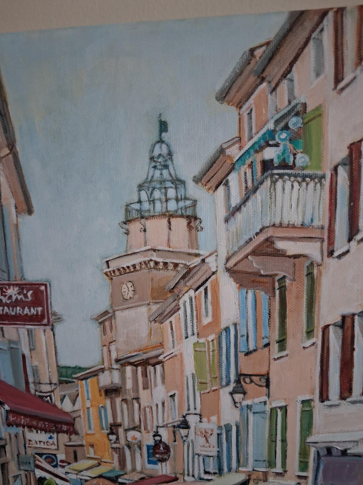 Original Realistic Acrylic Painting Old City Street France 11 x 14 inch Canvas