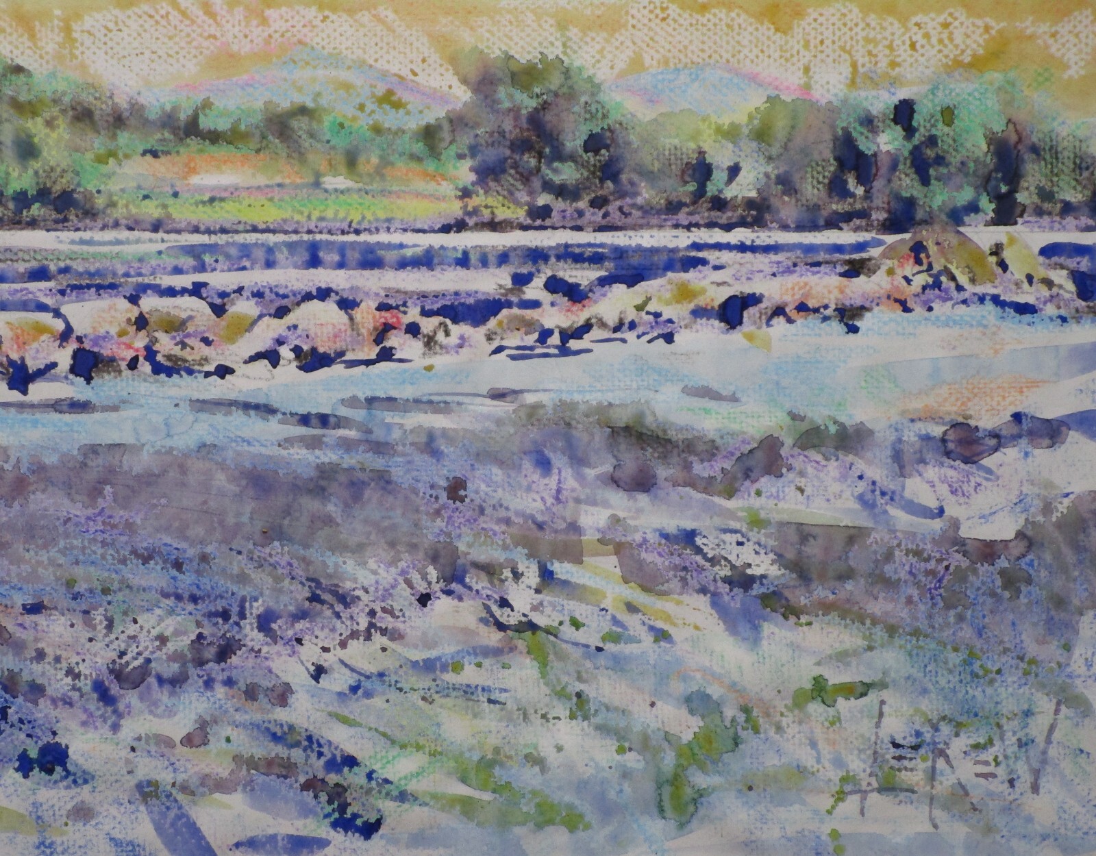 Larry Lerew OOAK contemporary original landscape signed painting mixed media COA