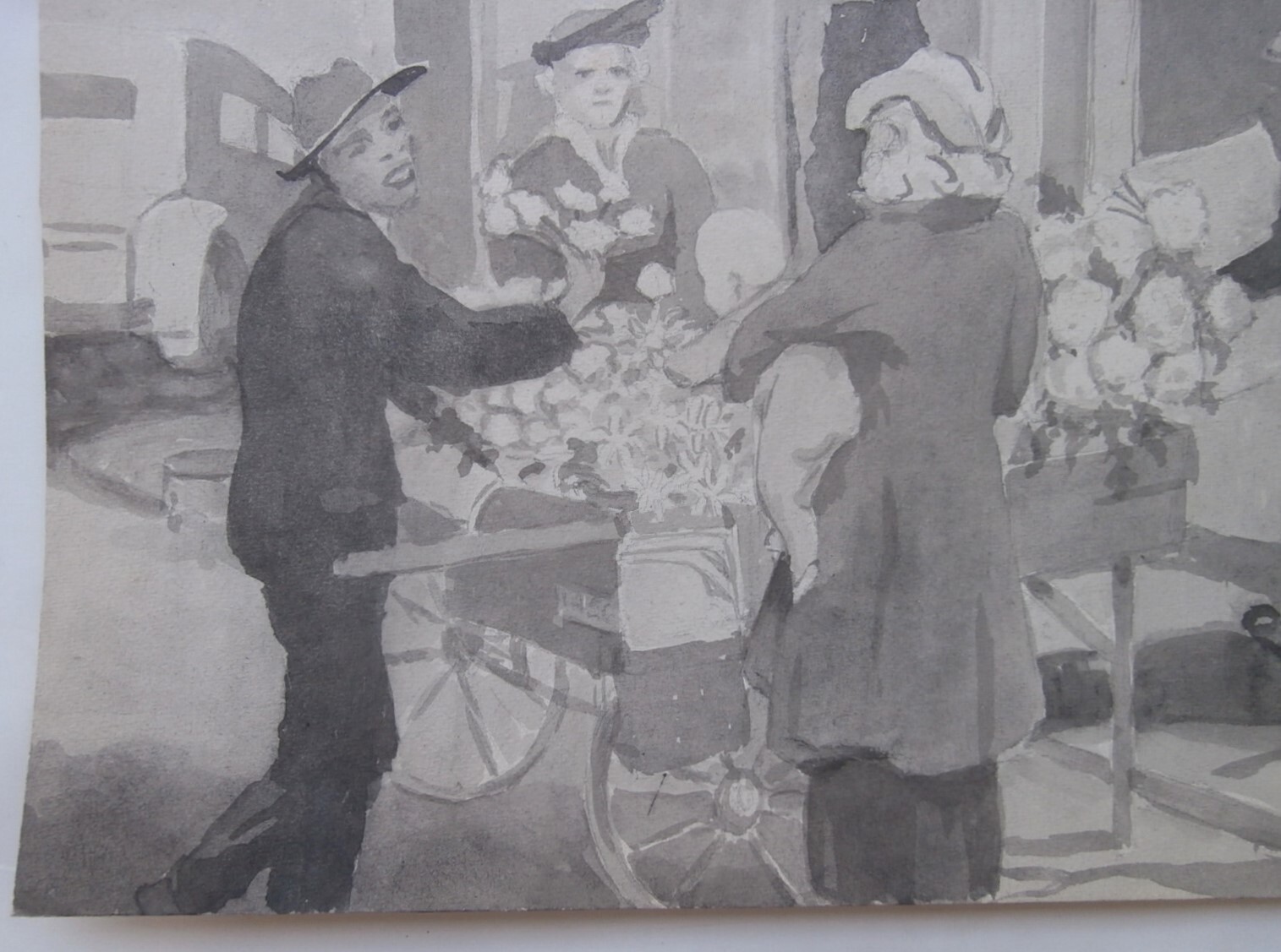 Black Street Vendor 1940s Painting American Artist Charleston SC Renaissance Era