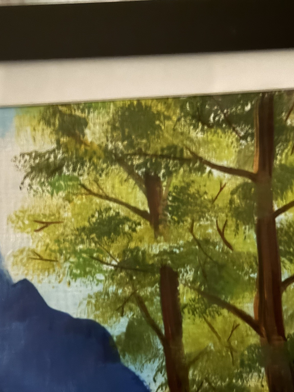 Hand Painted Mountain Village River Cottage Landscape Framed Art | Ships Free