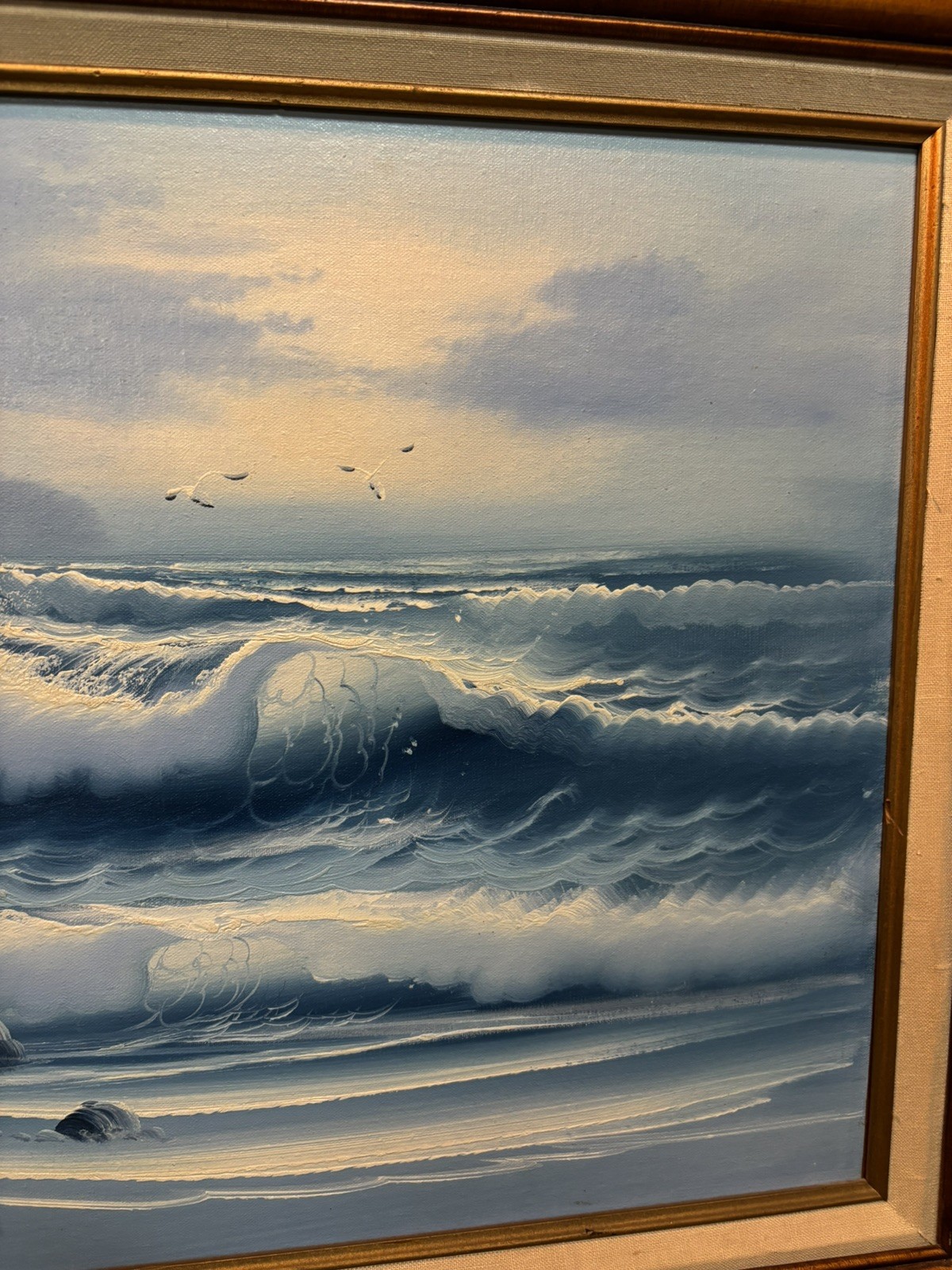 Original John J. Stancin (1916–1988 oil painting on canvas, California Shoreline