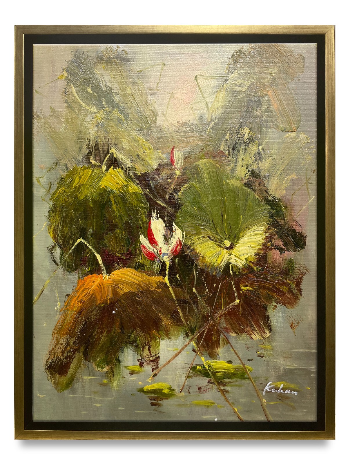 Hungryartist -Original Oil Painting of Still Life Flowers on Canvas 12×16 Framed