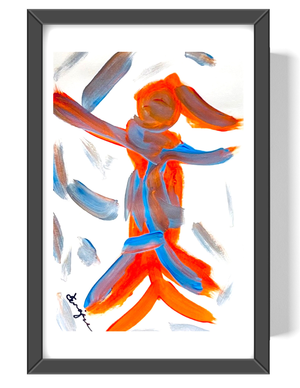 Guajardo Art Ballerina Jumping 9X6 Paper Unique Abstract Expressionism