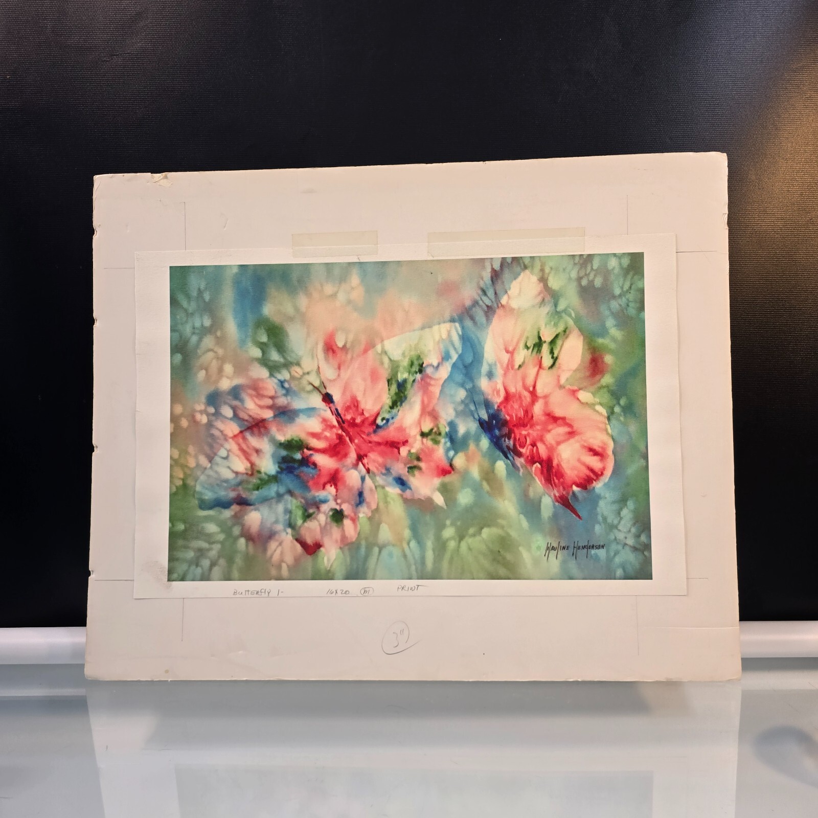 Mauline Henderson Butterfly Watercolor Signed Print Rag Paper Impressionist Art
