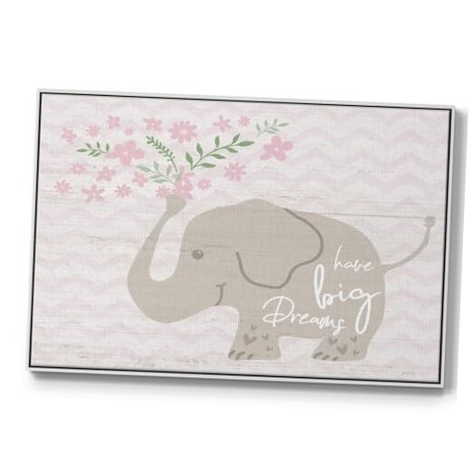Floater Wall Art Paintings with Text Canvas 41L» x 27W» Floral Elephant Framed