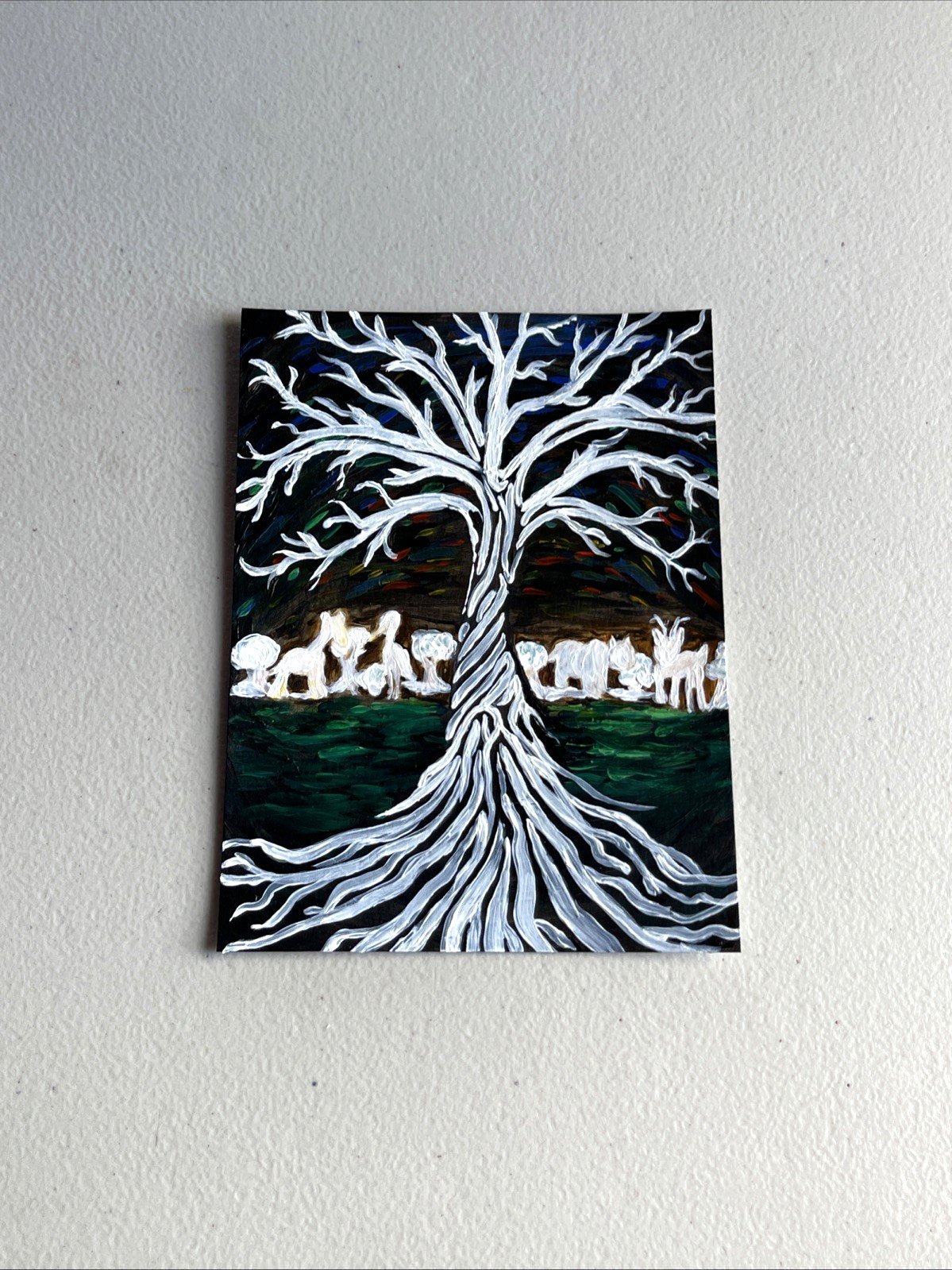 ORIGINAL Painting TREE of LIFE Acrylic Animals Universe Spiritual Abstract ART