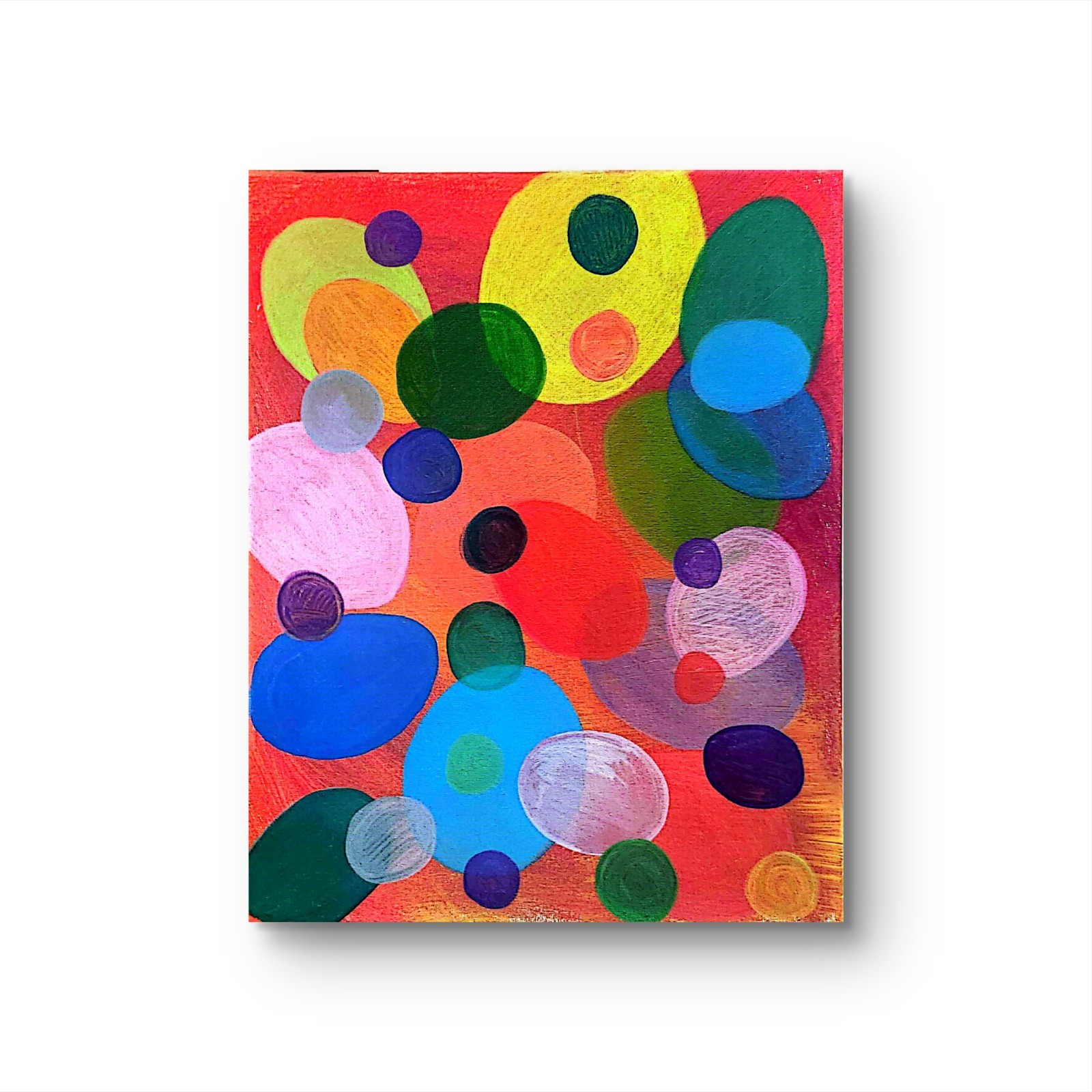 Mid Century Modern Abstract Acrylic Painting Colorful Art Original 11×14