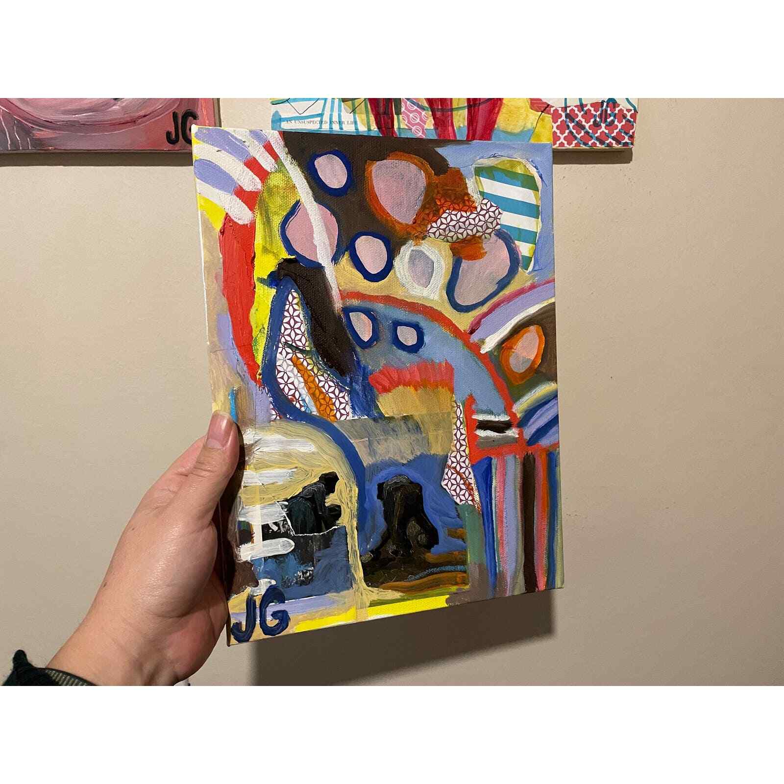 9×12” Mixed Media Artwork on Stretched Canvas | Oil Painting w/ Collage Elements