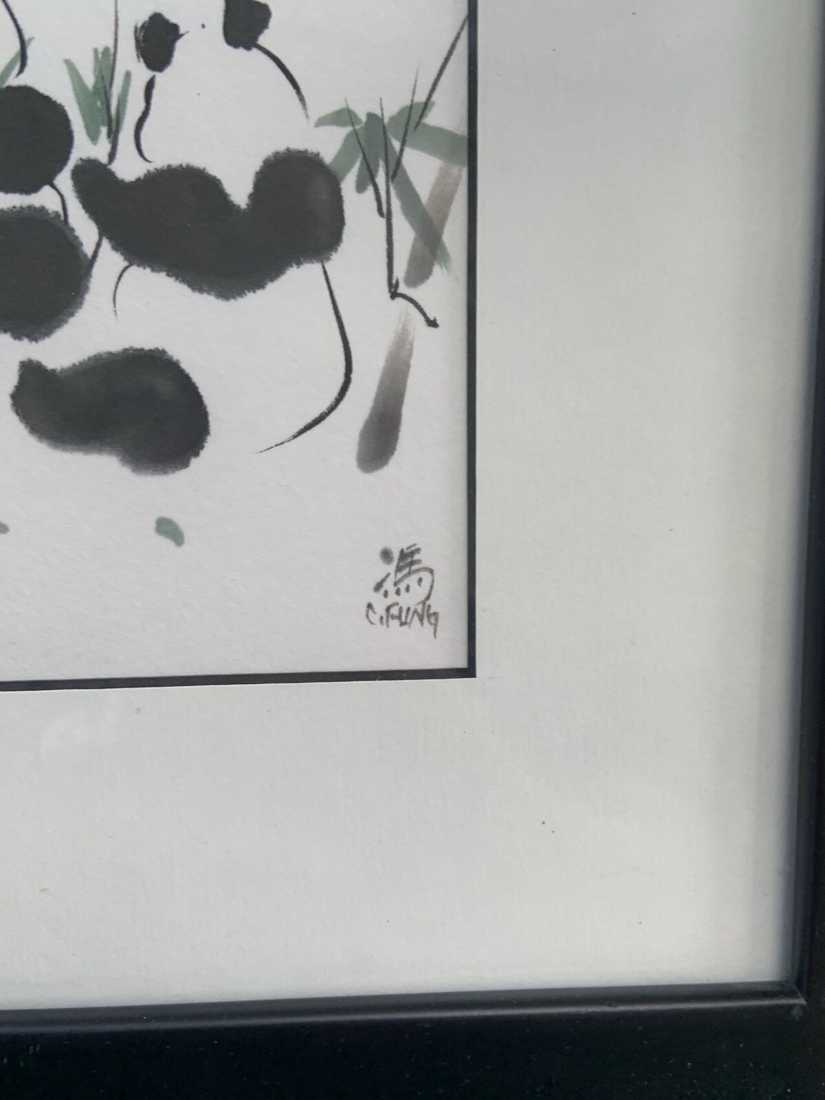 SIGNED Panda Chinese Painting Charlotte Fung Miller Framed Pandas Matted Asian