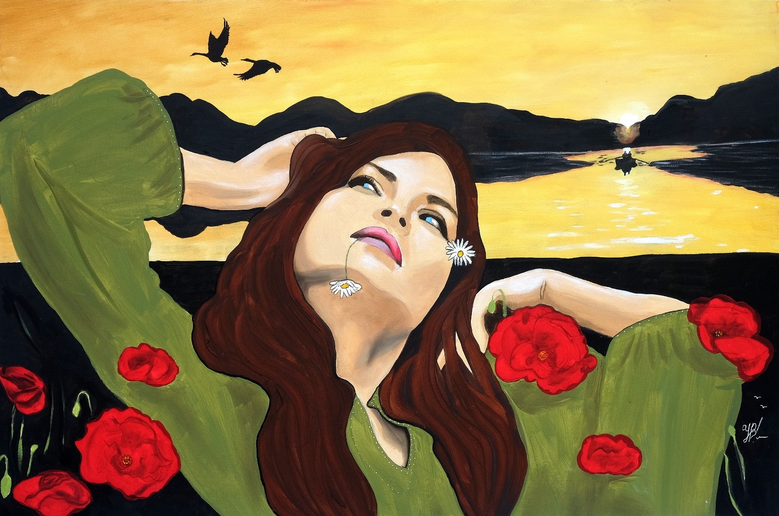 Art, Painting, «Flight» – Ciclee on Canvas 22″x33″ by Yelena Berzon