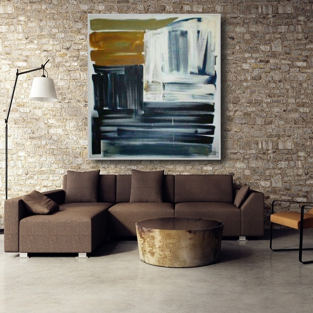 «Gold Point to White» – Original Abstract Oil Painting 72×60 in.
