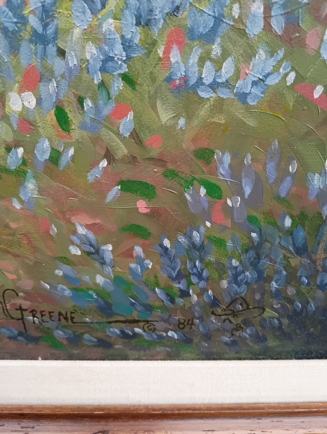 Bruce Greene Large Original Painting On Canvas With Wood Frame 1984 27.5×21.5