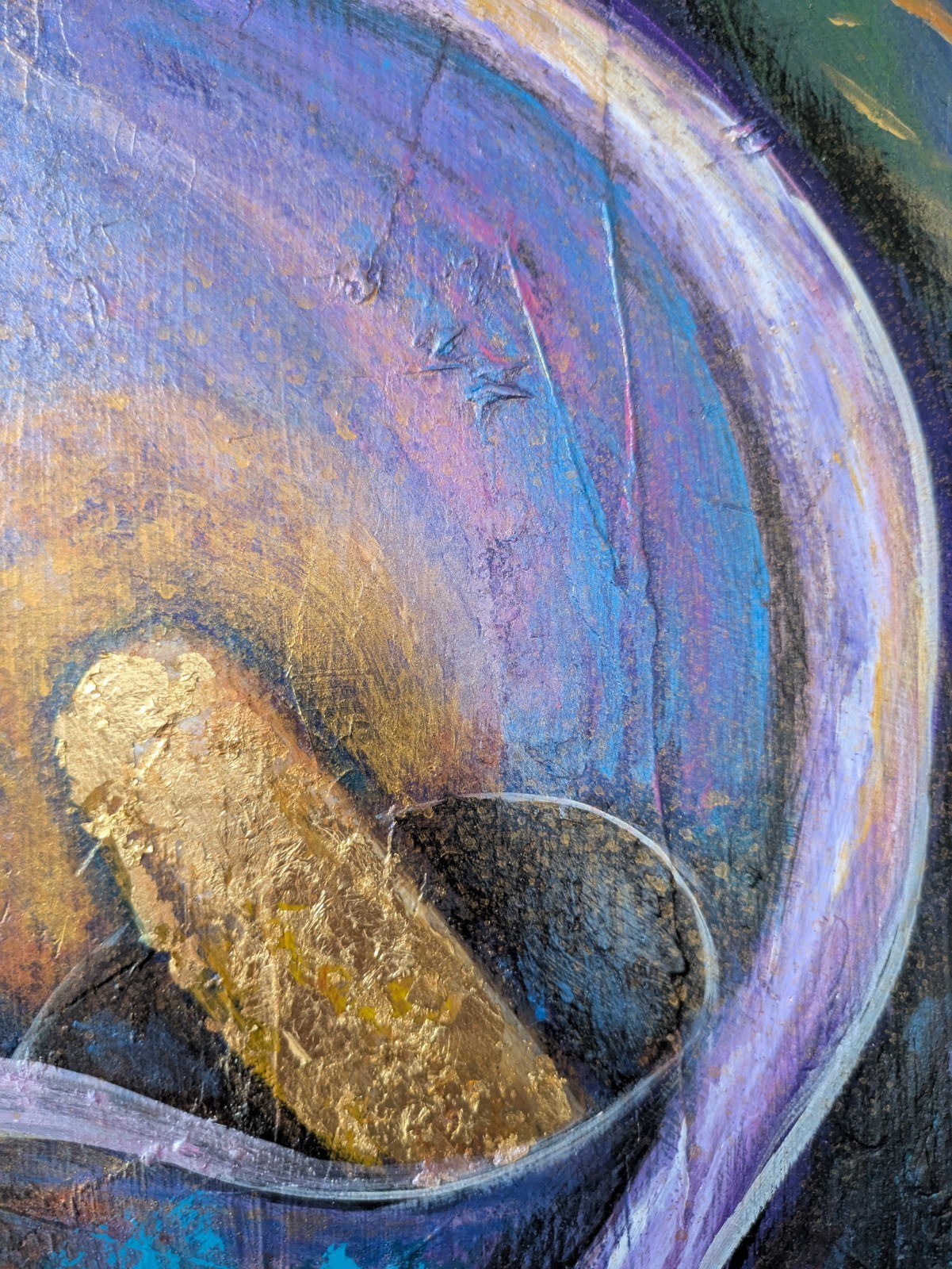 THE VIOLET FLAME — Monumental 80” Triptych | Acrylic & Gold Leaf -K. Bickman Art