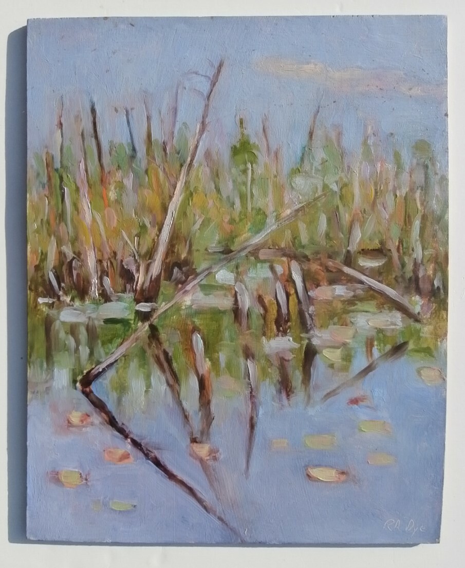 PAFA Lou Sloan Pupil ROBERT A. DYE Bucks County PA ARTIST Painting WATER LILIES
