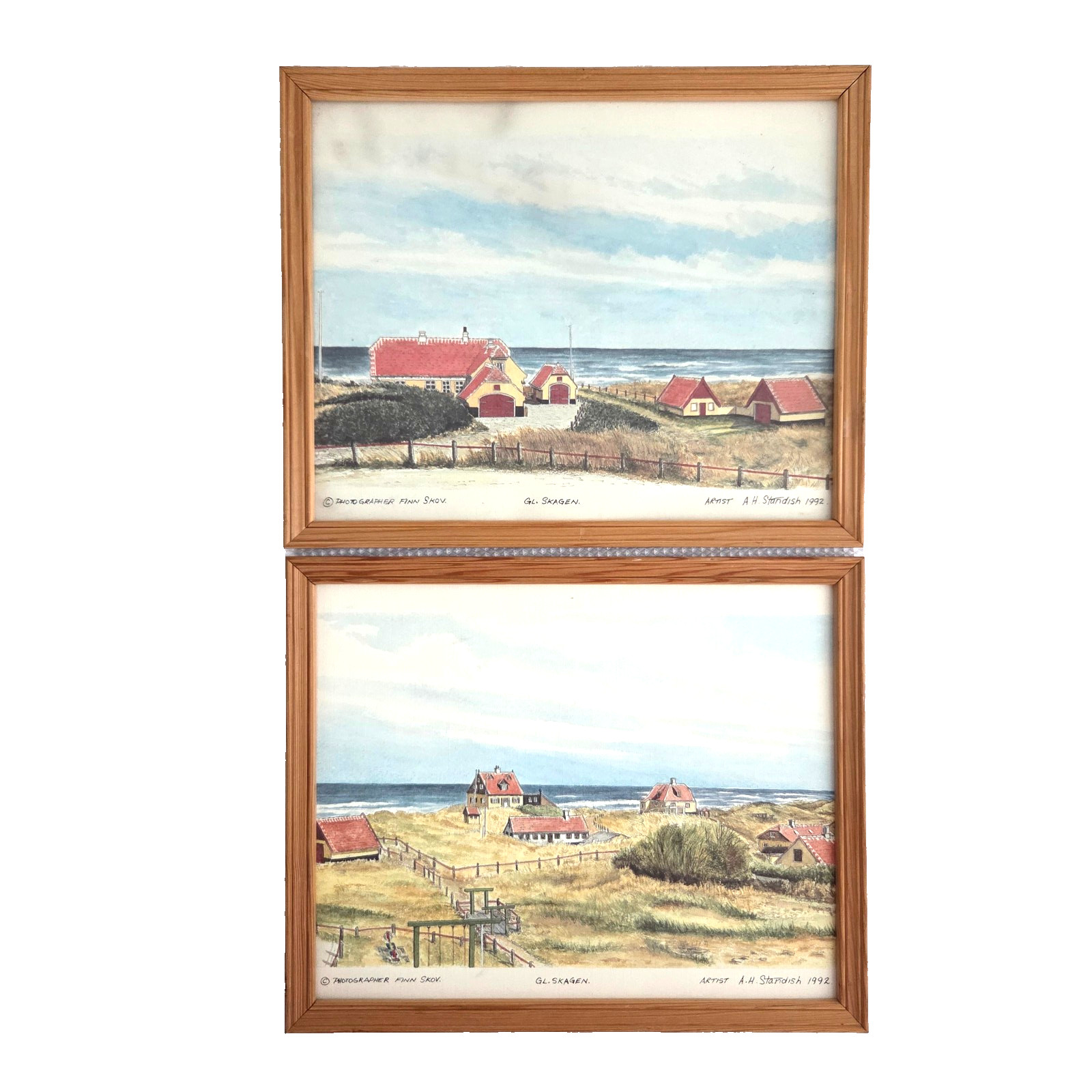 Set of 2 Seaside Art A. H. Standist 1992 Beach Lanscape 10.5″ x 12.5″