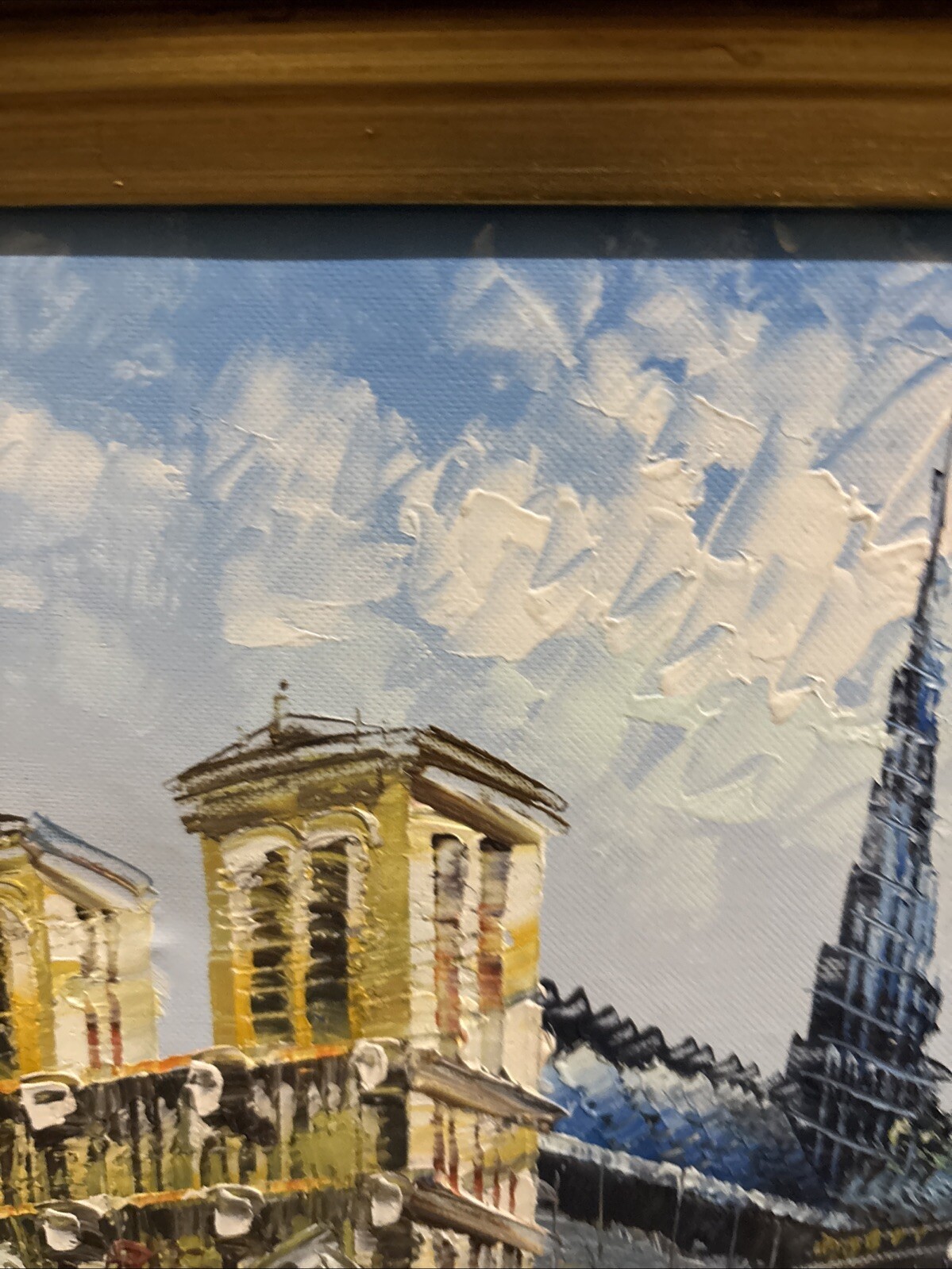 Listed Artist C. Burnett Oil Painting Paris Notre Dame Street Scene Framed 20×16
