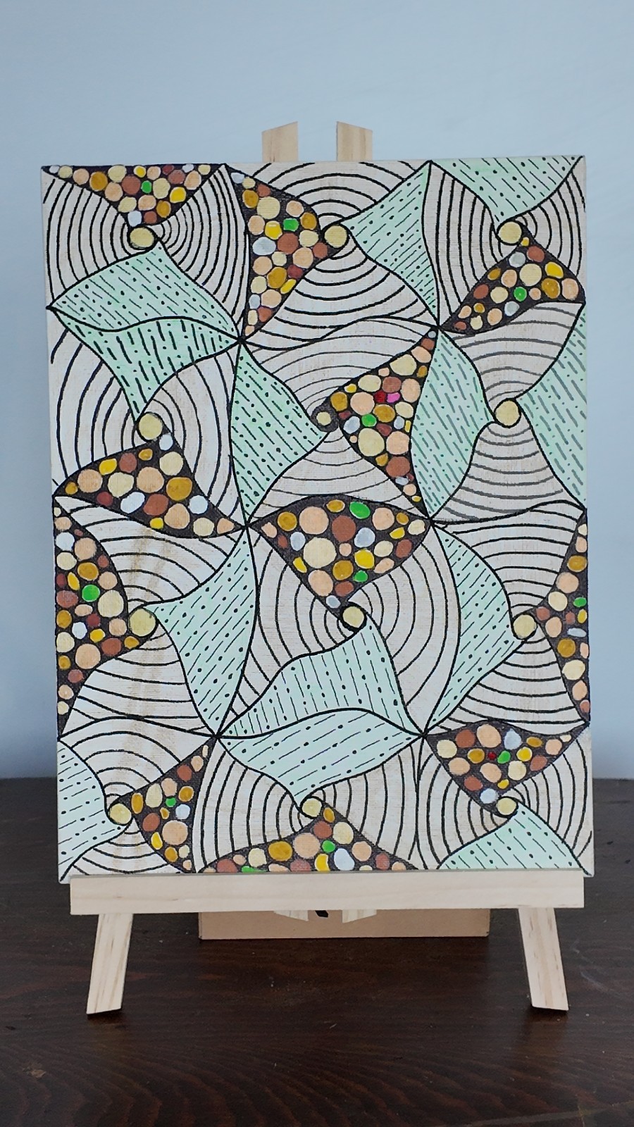 Abstract Geometric Pattern Painting | Modern Meditative Hand Painted Art 9×12
