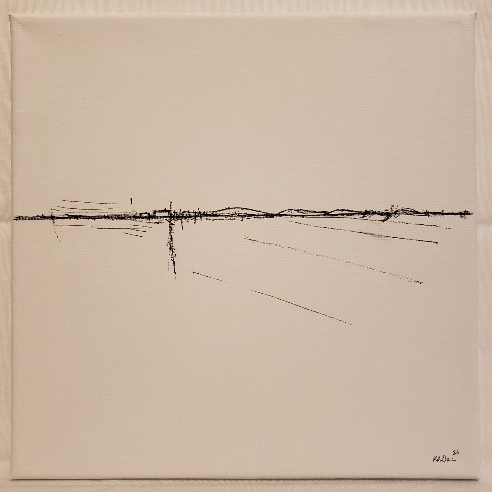 No.684 Original Abstract Minimal Landscape Ink Painting By K.A.Davis