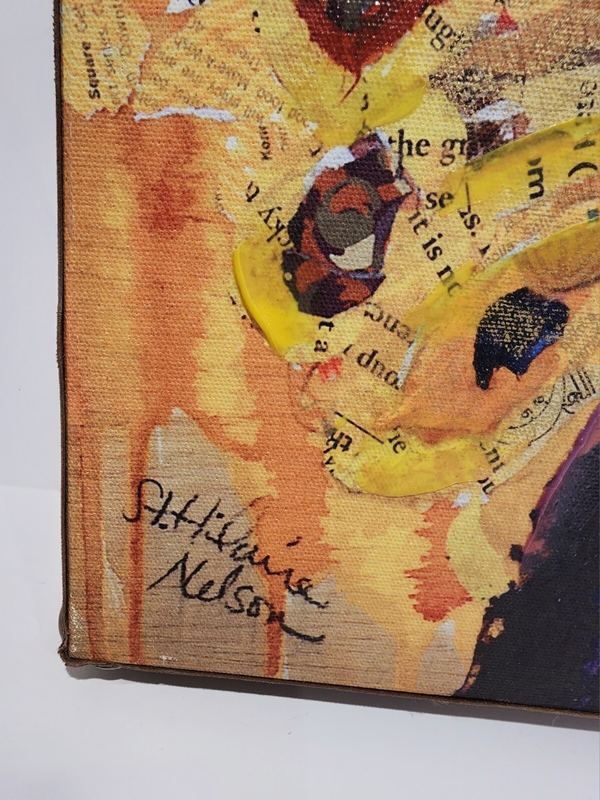 ELIZABETH ST HILAIRE NELSON Peacock Collage Art Signed Giclee Prof Frame 32×24