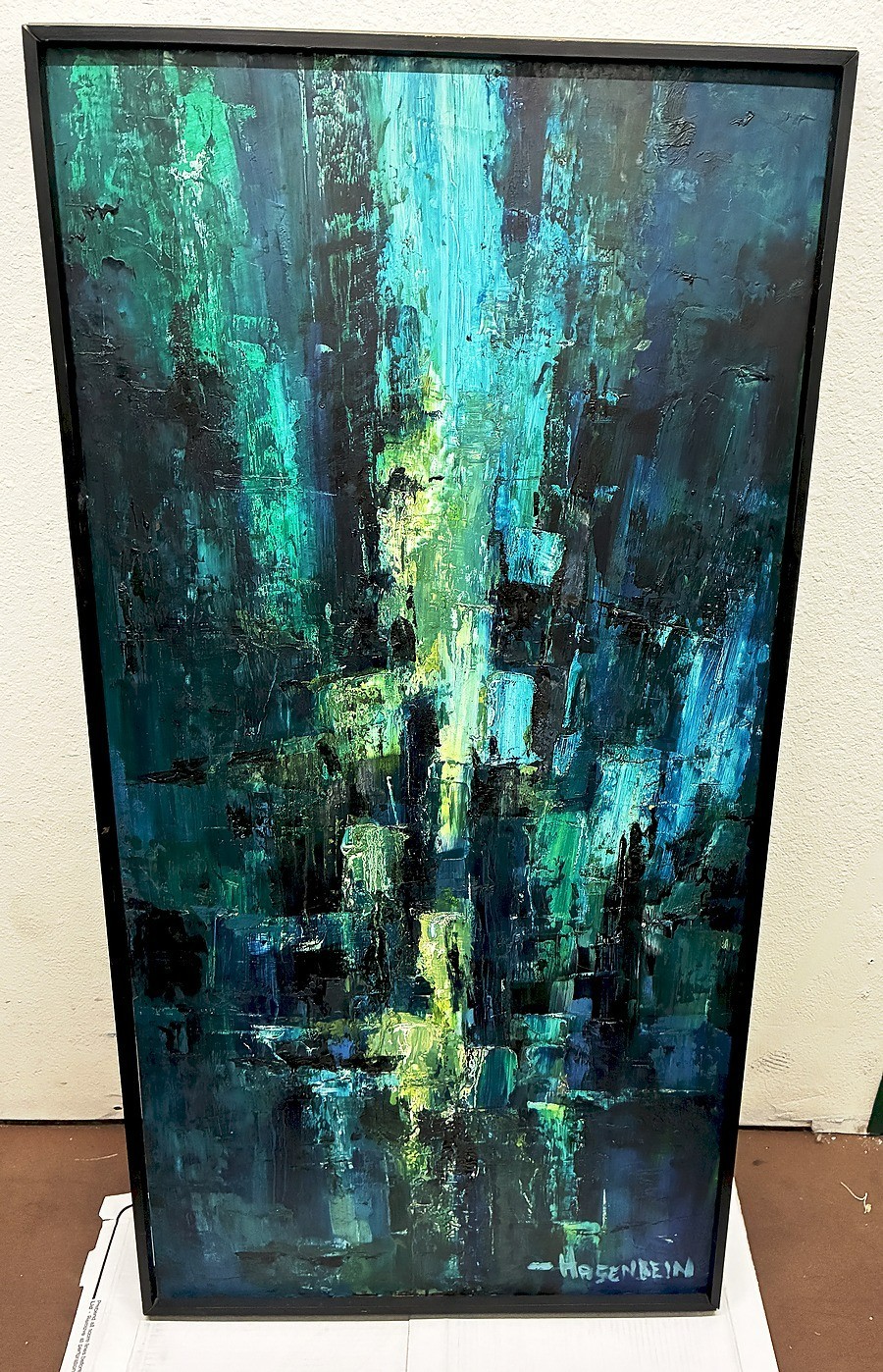 Ralph Hasenbein Abstract Oil Painting on Masonite 24×48 Framed California Art