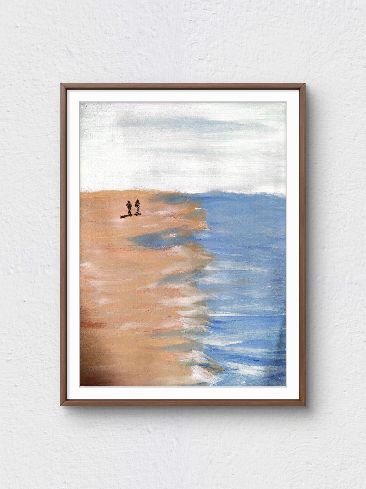 Original Seascape 9×12 Acrylic Painting Signed Impressionist Soft Blue Wall Art