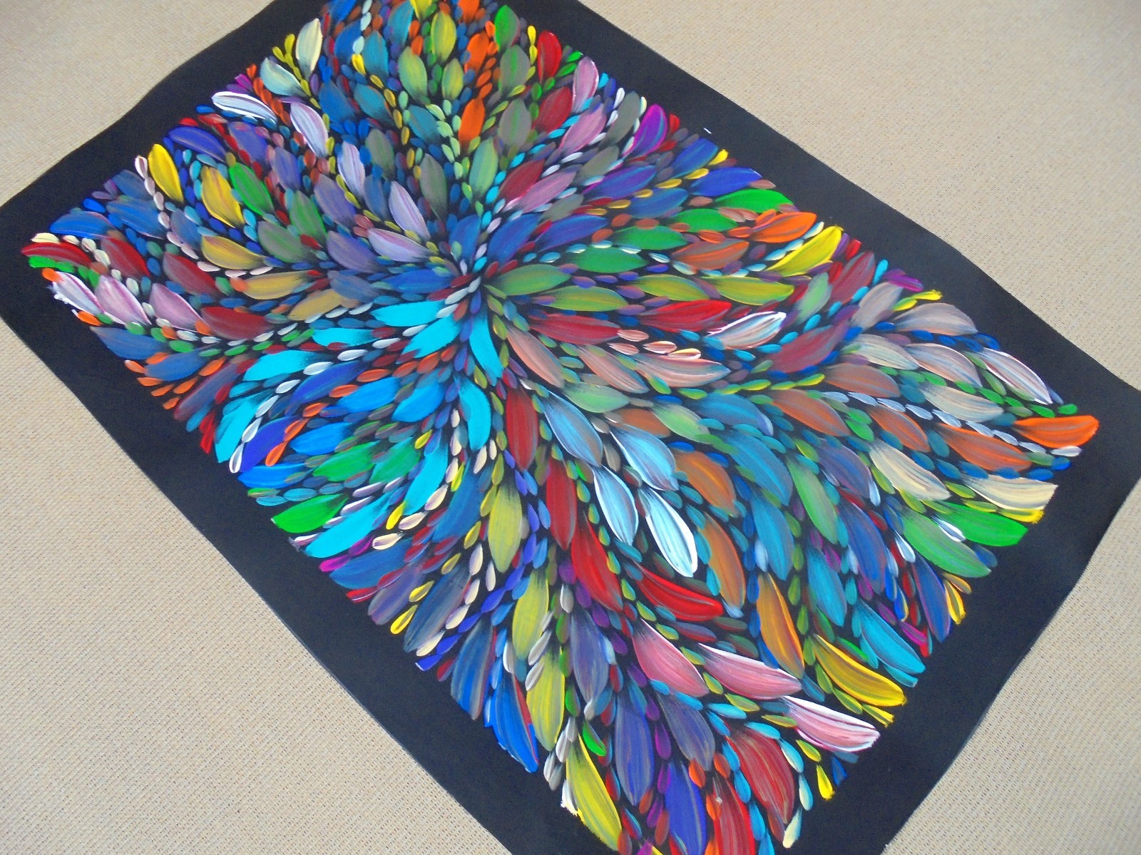 SELINA NUMINA 90 x 60 cm Original Aboriginal Painting. Bush Medicine Leaves