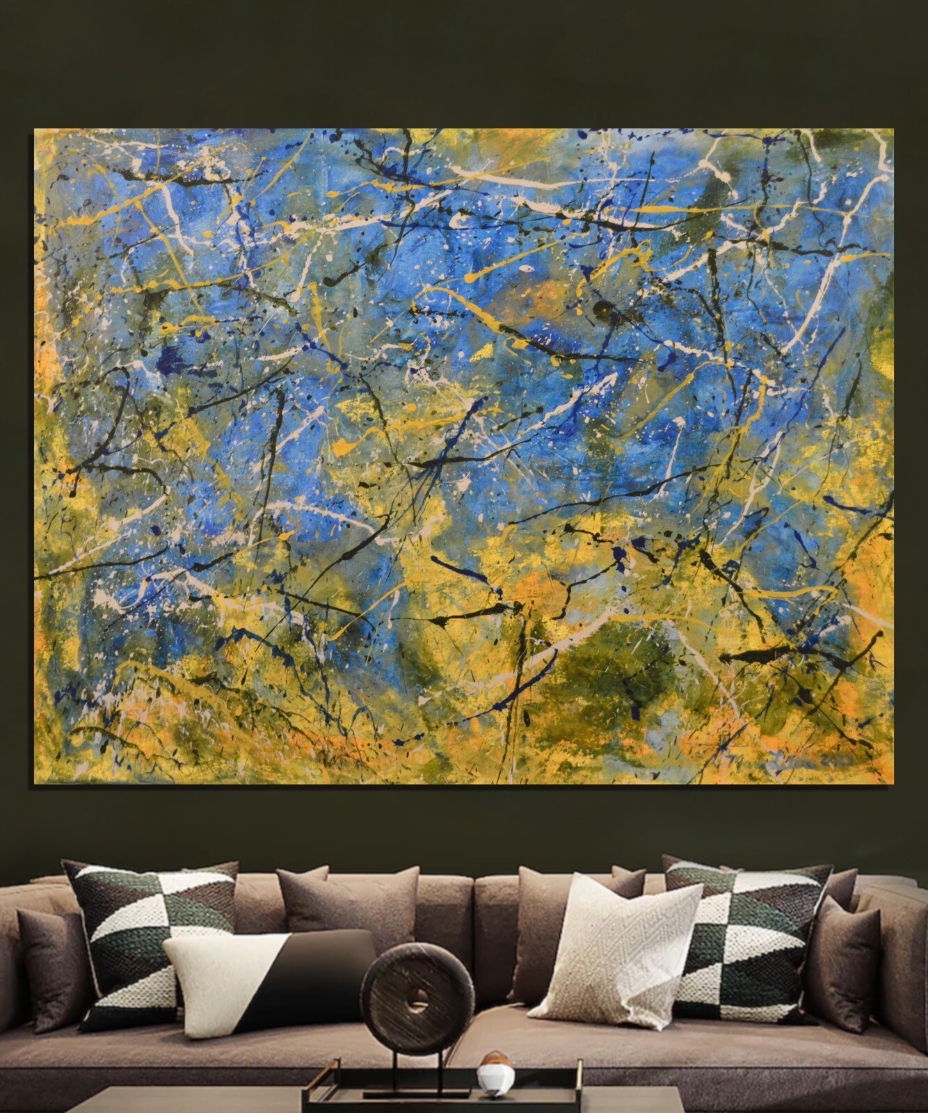 Pollock/Richter style￼ Professional Painting 81” X 62”(6ft 9in)Abstract Modern