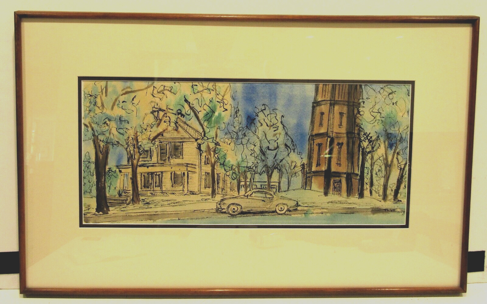 Kenwood Water Tower, Minneapolis, Minnesota Watercolor Painting Signed TL