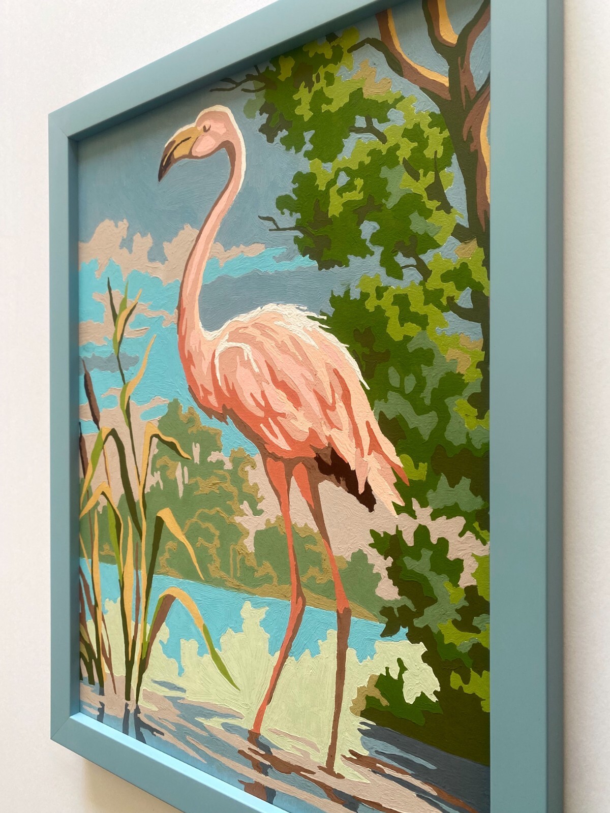RARE VINTAGE 1950’S ART DECO PAINT BY NUMBER » FLAMINGO » CUSTOM FRAMED PAINTING